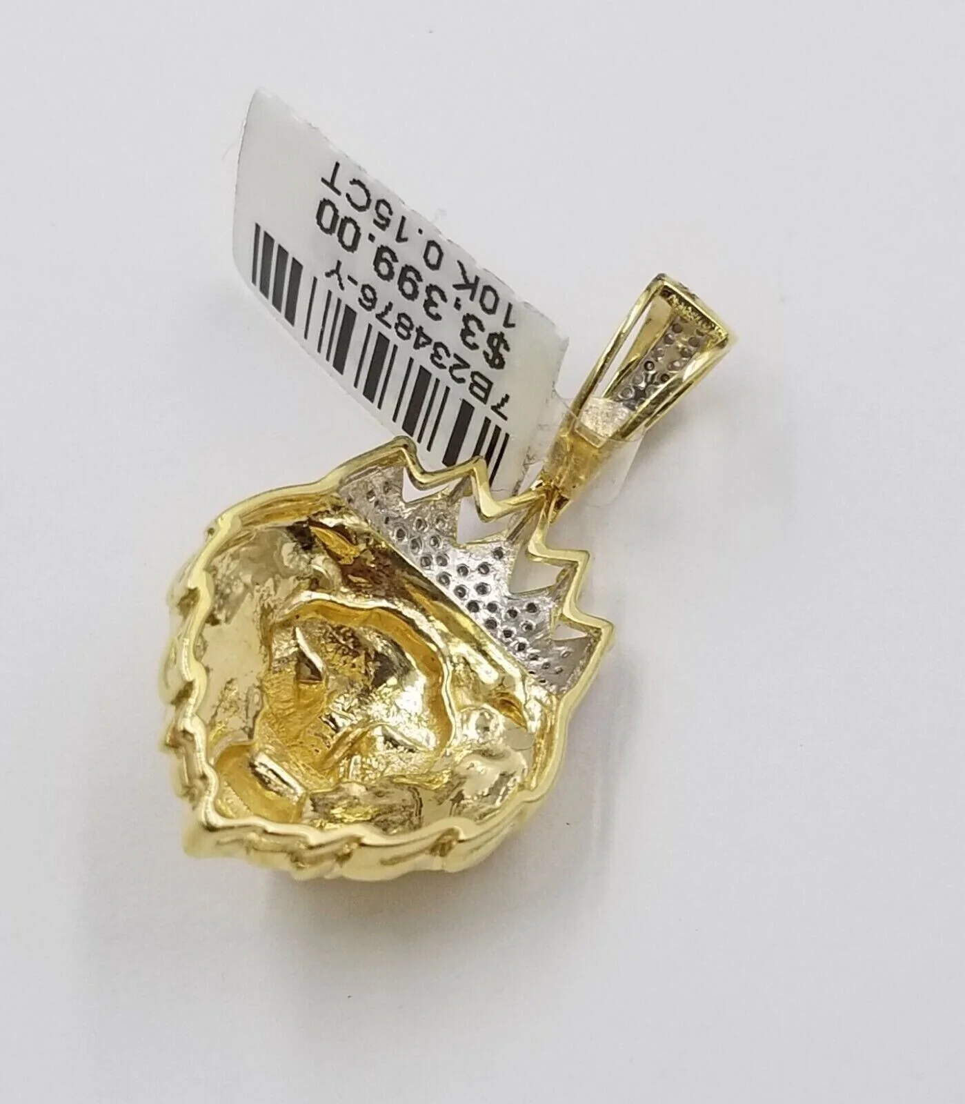 Diamond Lion Head charm Pendant with Genuine 0.15 CT Diamonds 10K Yellow Gold - Image 6