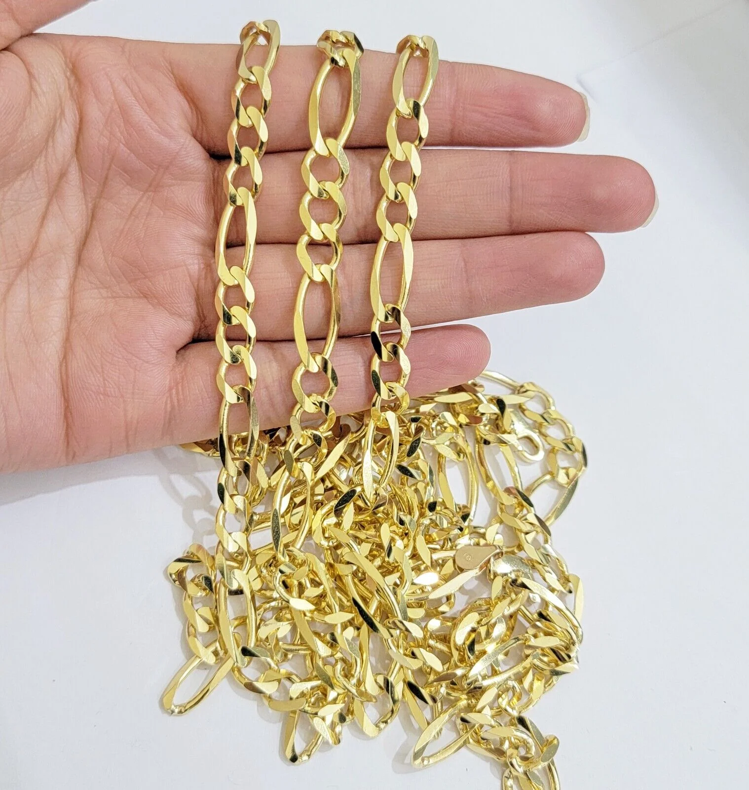 Figaro Link Chain 14k Yellow Gold 7mm Necklace 20 - 30 Inch SOLID 14kt STRONG - Image 5