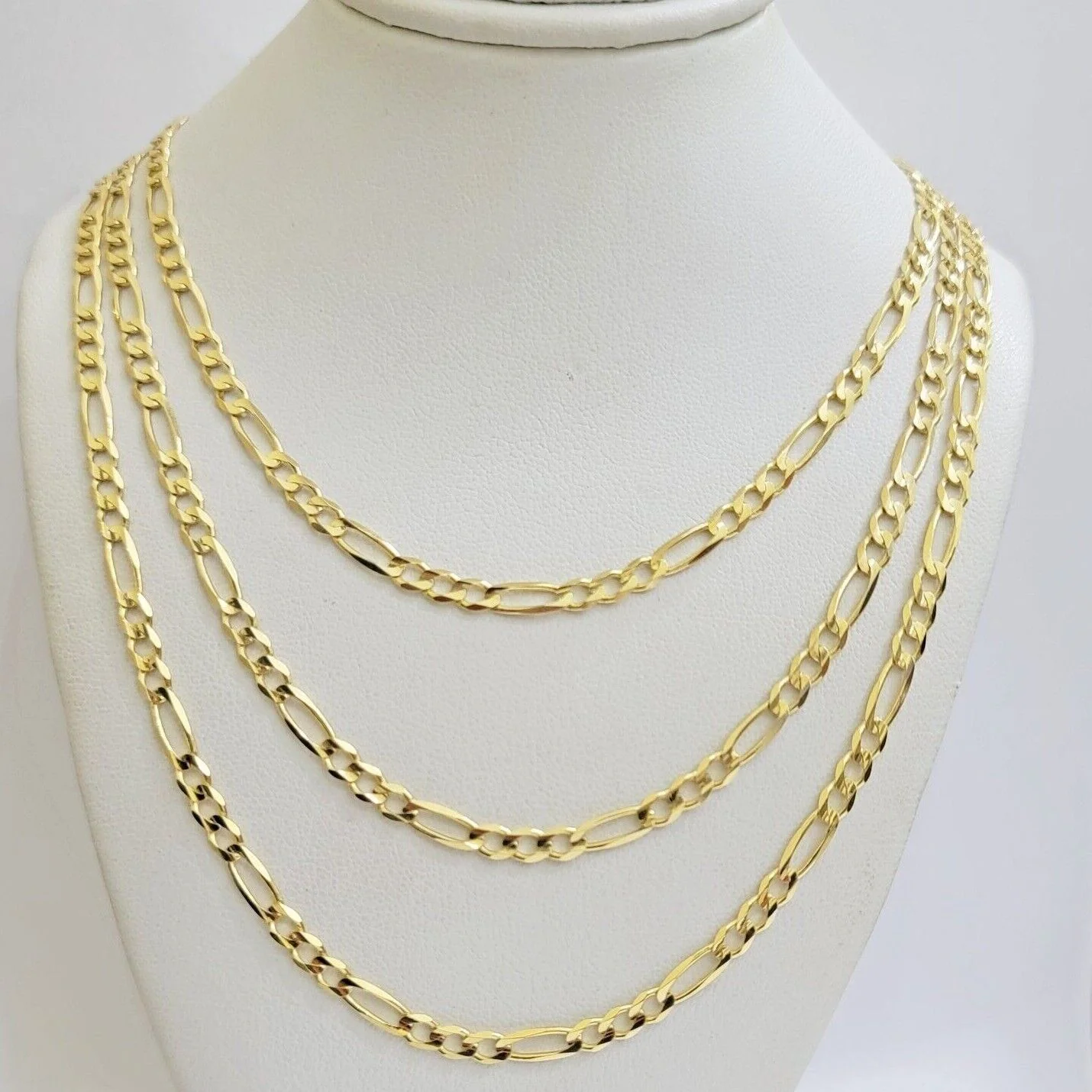Figaro Link Chain 14k Yellow Gold Necklace 3.5mm 18 - 28 Inch SOLID 14kt STRONG