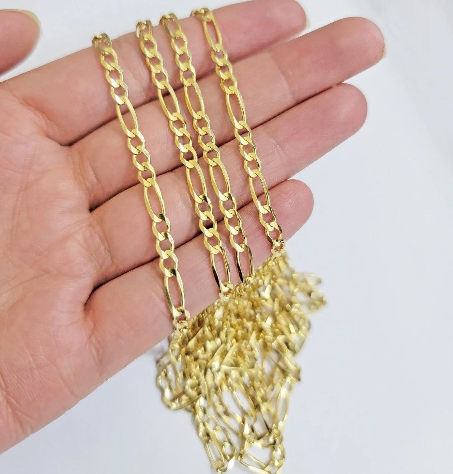 Figaro Link Chain 14k Yellow Gold Necklace 3.5mm 18 - 28 Inch SOLID 14kt STRONG - Image 5