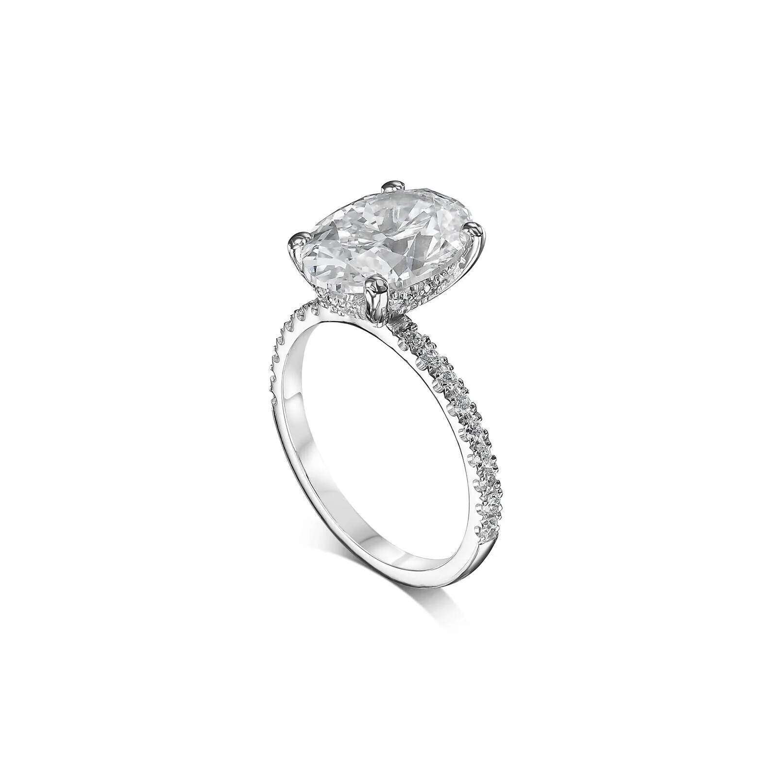 IGI Diamonds Engagement Ring VS1 Oval 3.85 Carat Lab-Created Eye Clean 14k White - Image 2