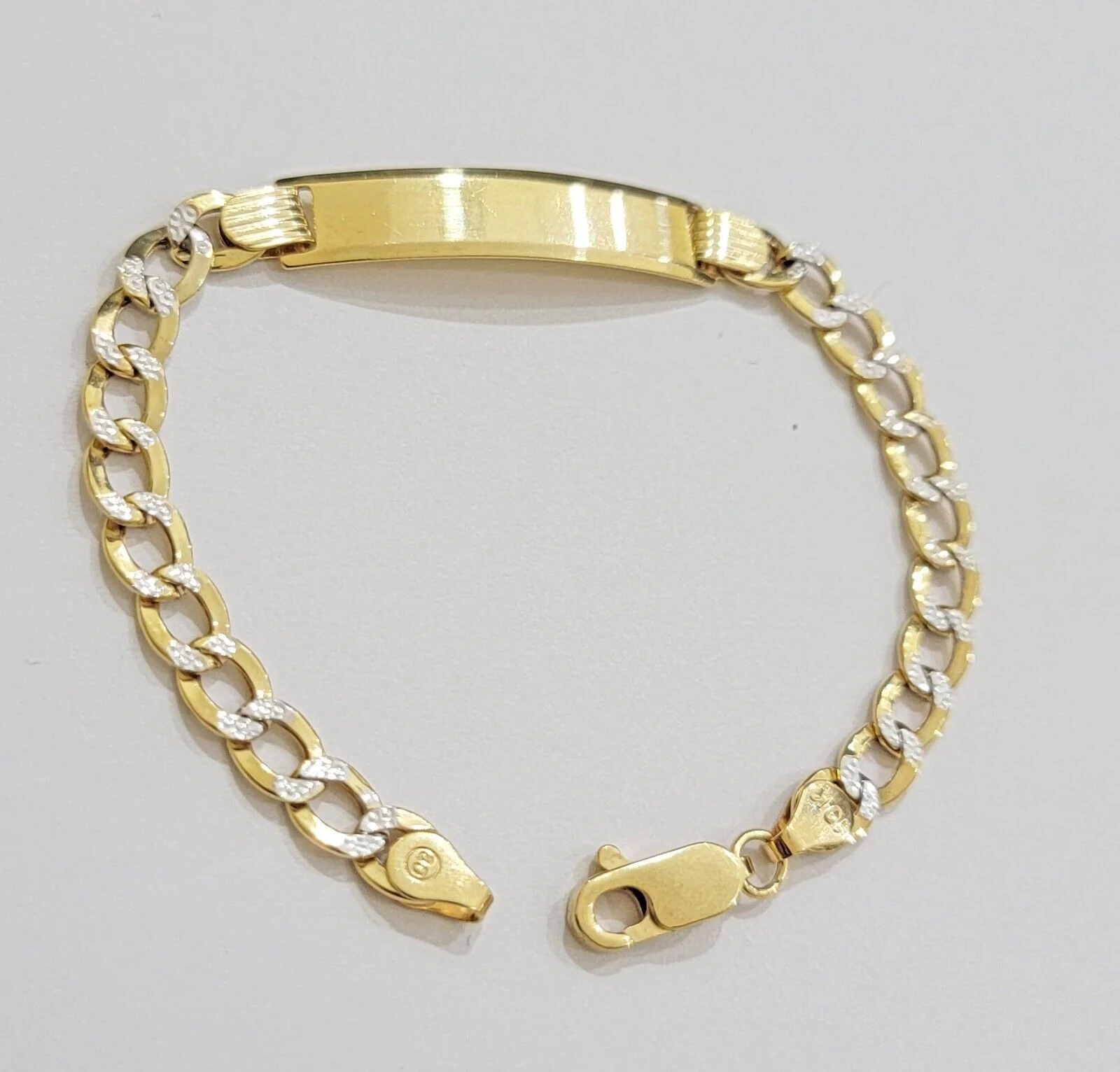 Kids REAL 10k Gold Bracelet ID Cuban curb Link Two-tone style 5mm 6 Inch baby Br - Image 5