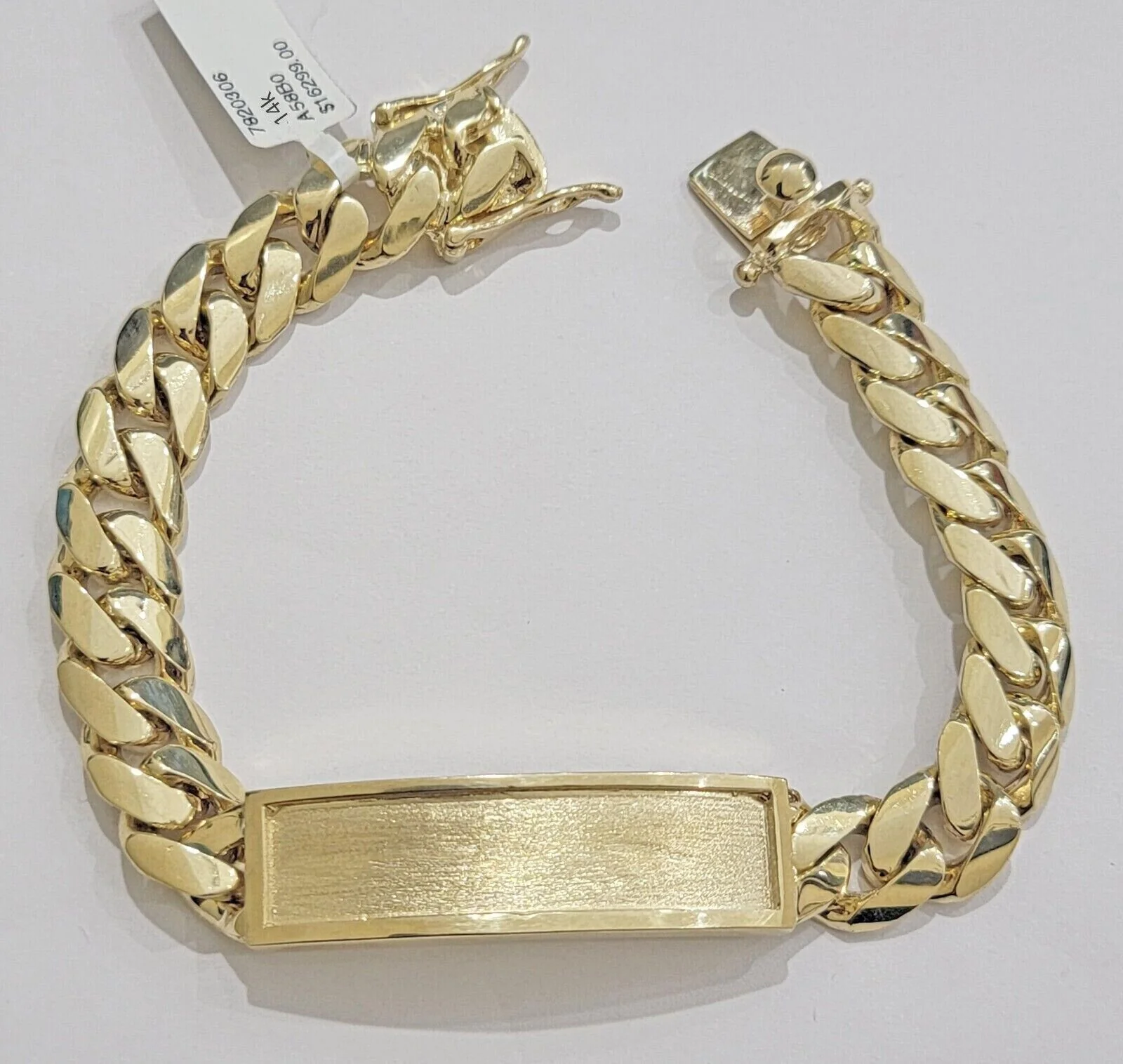 Ladies 14k Gold ID Bracelet Miami Cuban Solid link 10mm Name Plate 7" Box Lock - Image 4