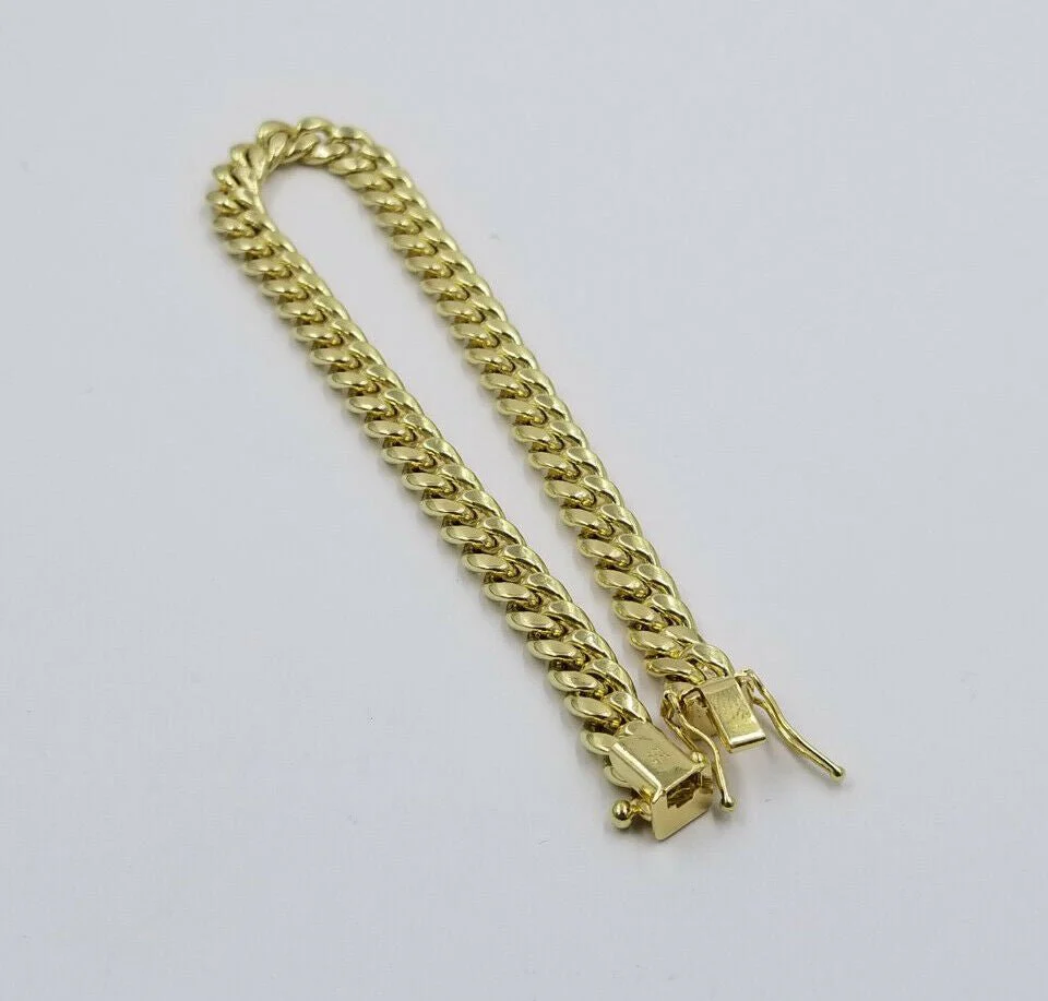 Ladies Real Gold 10k yellow Gold Cuban link bracelet 6mm 8" Long Box Lock Strong - Image 4