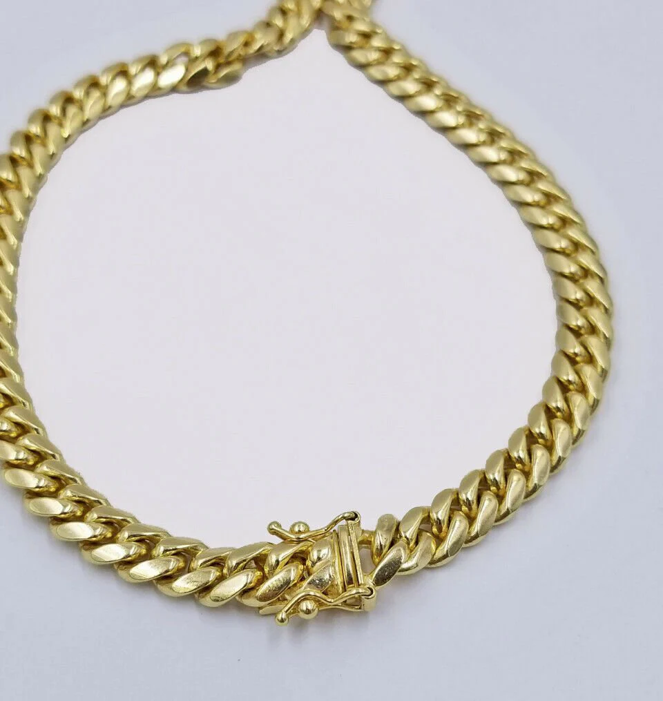 Ladies Real Gold 10k yellow Gold Cuban link bracelet 6mm 8" Long Box Lock Strong - Image 5