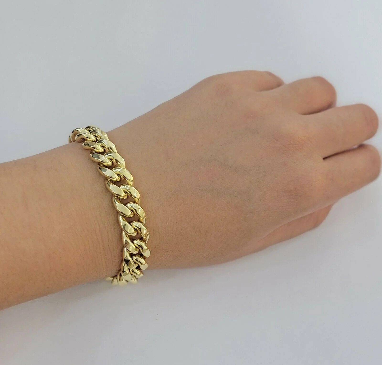 Men 10k Gold Miami Cuban Bracelet 11mm Thick 7.5" Box Lock10kt Yellow Gold REAL - Image 2