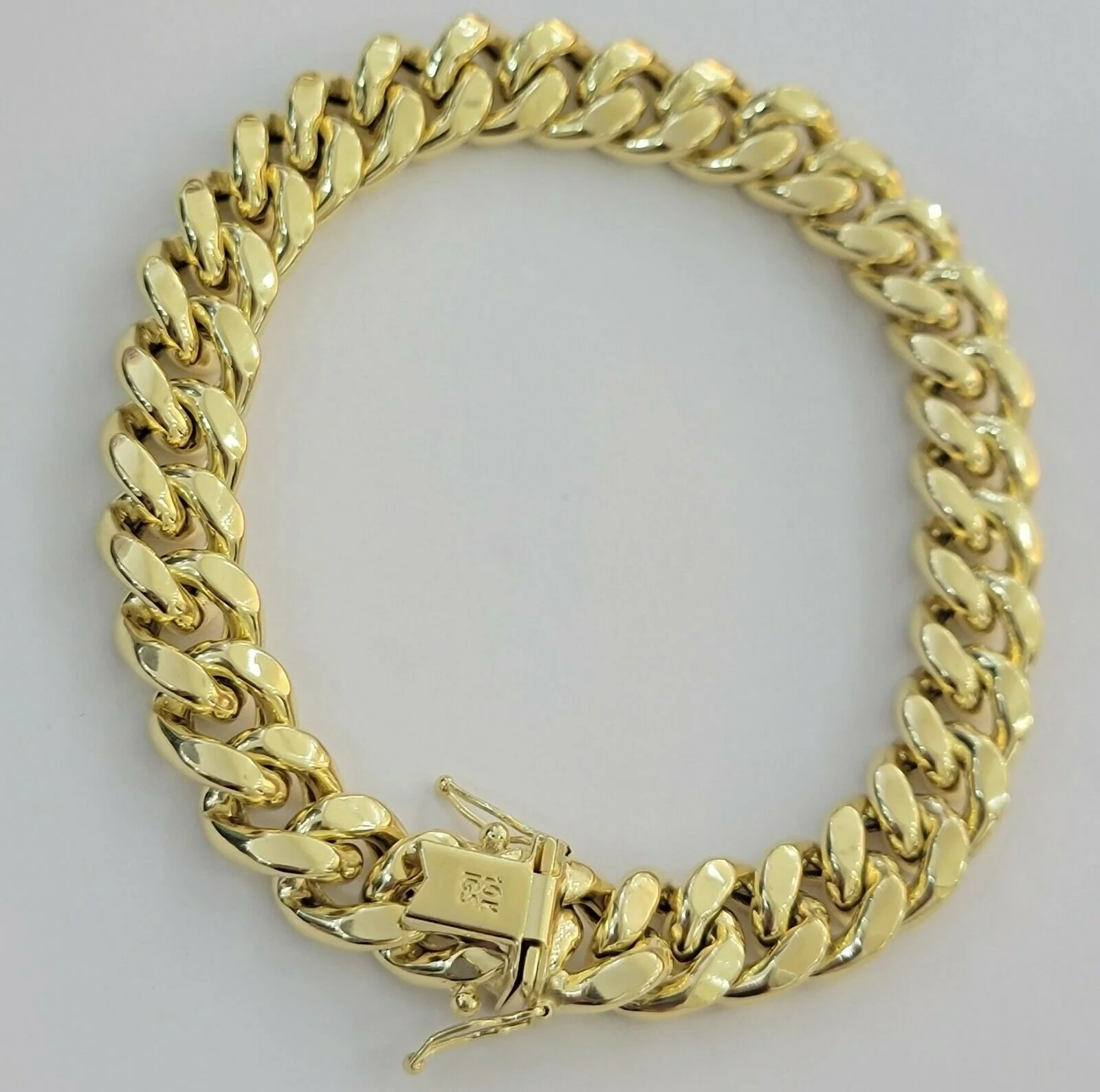 Men 10k Gold Miami Cuban Bracelet 11mm Thick 7.5" Box Lock10kt Yellow Gold REAL - Image 3