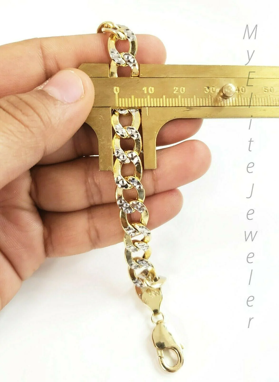 Men's 10k Diamond Cuts Cuban link Curb Bracelet 9 Inch 9mm Lobster Lock, Real - Image 2