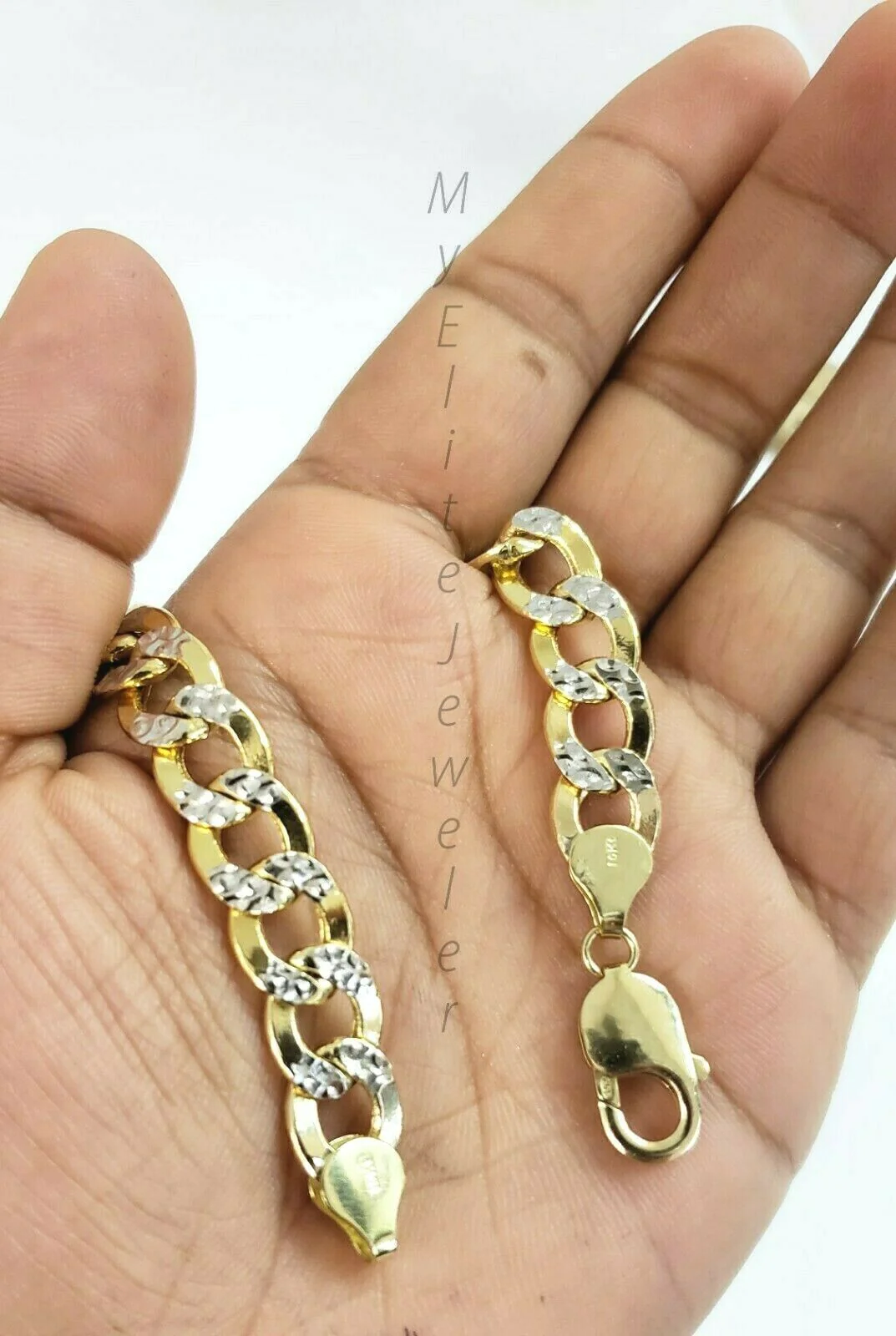 Men's 10k Diamond Cuts Cuban link Curb Bracelet 9 Inch 9mm Lobster Lock, Real - Image 5