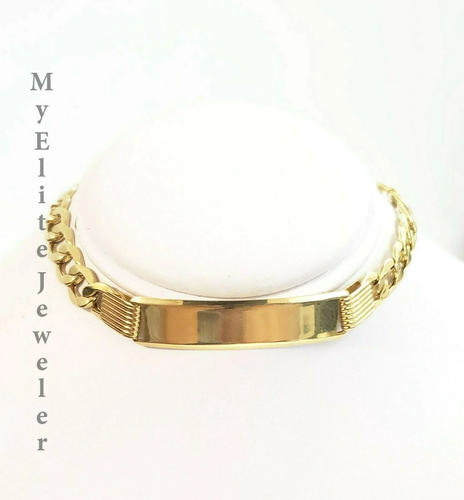 Mens 10K Gold Cuban Link Bracelet ID 8mm 8" Lobster Lock REAL 10KT , Engraving - Image 4