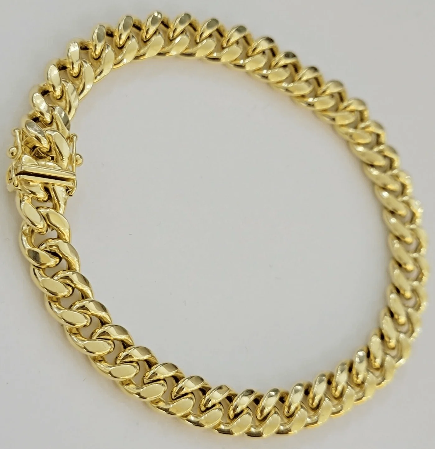 Mens 10K Yellow Gold Miami Cuban Link Bracelet 9mm 10 Inch long Box Lock REAL