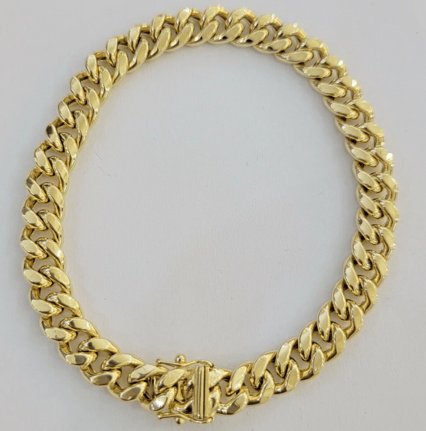 Mens 10K Yellow Gold Miami Cuban Link Bracelet 9mm 10 Inch long Box Lock REAL - Image 5