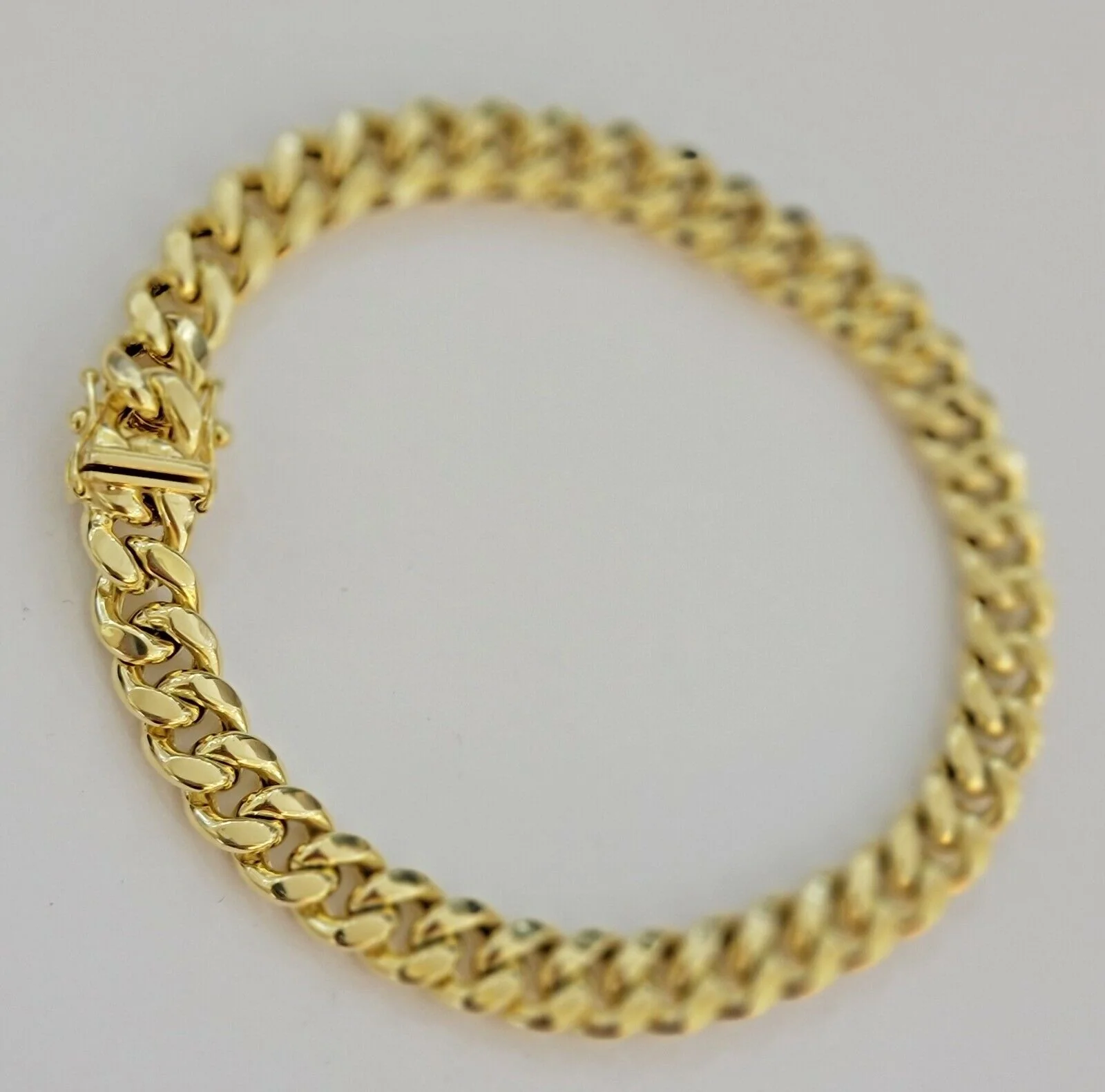 Mens 10K Yellow Gold Miami Cuban Link Bracelet 9mm 10 Inch long Box Lock REAL - Image 6