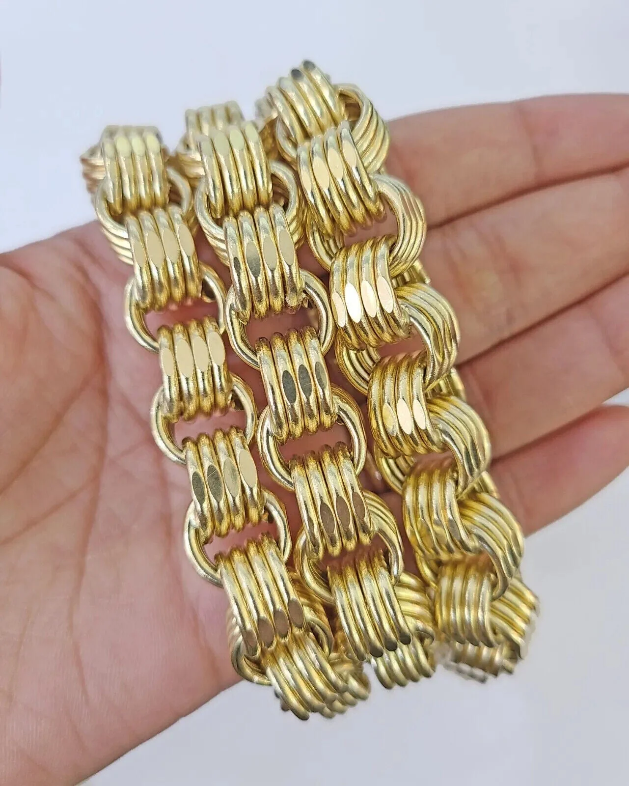 Mens 10k Yellow Gold Necklace Box Byzantine Chain 12mm 22"- 30 inch REAL 10kt - Image 2