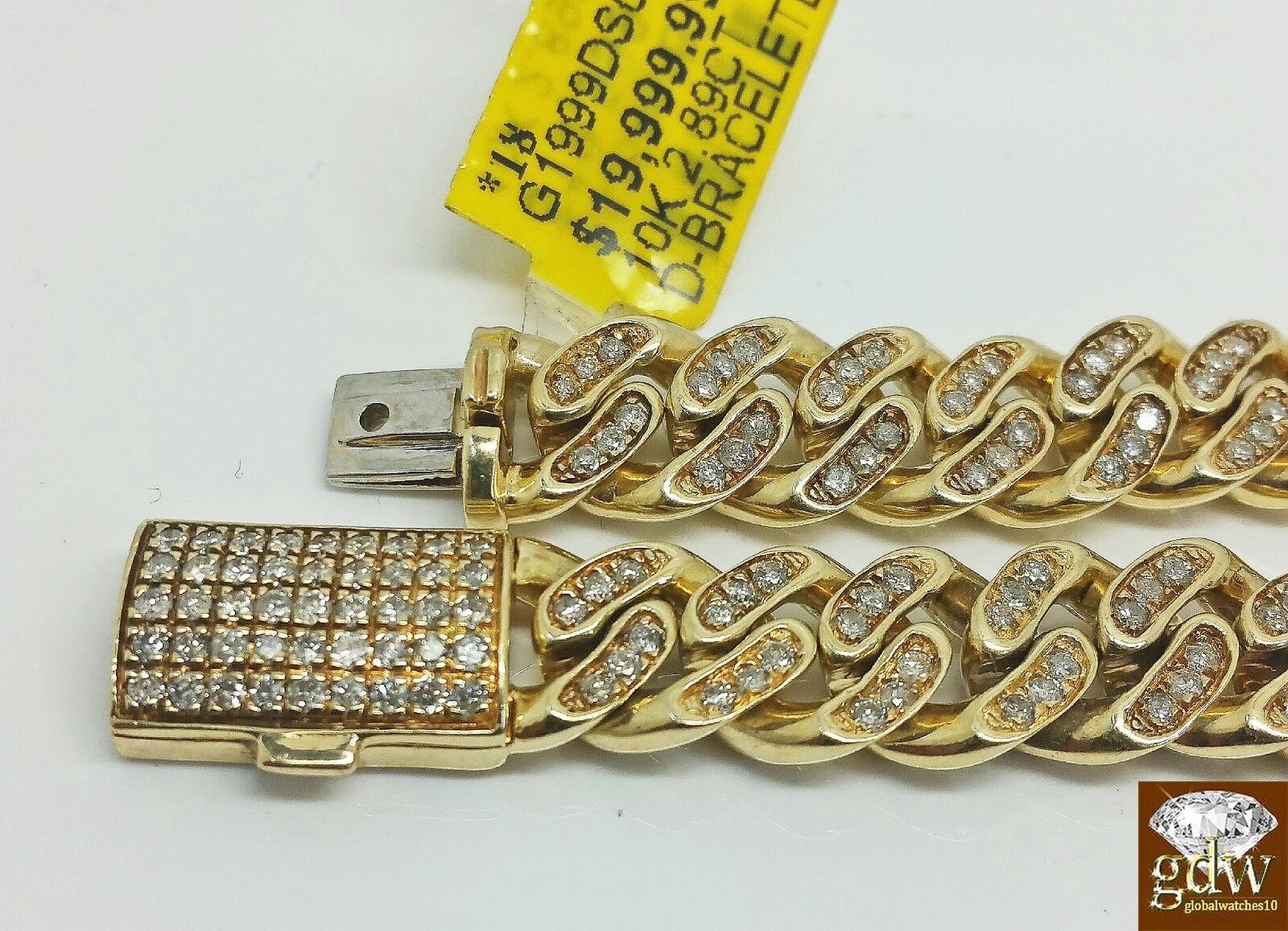 Mens 3CT Diamond Bracelet 10k Yellow Solid Gold Miami Cuban 9 Inch 8mm Bracelet - Image 2