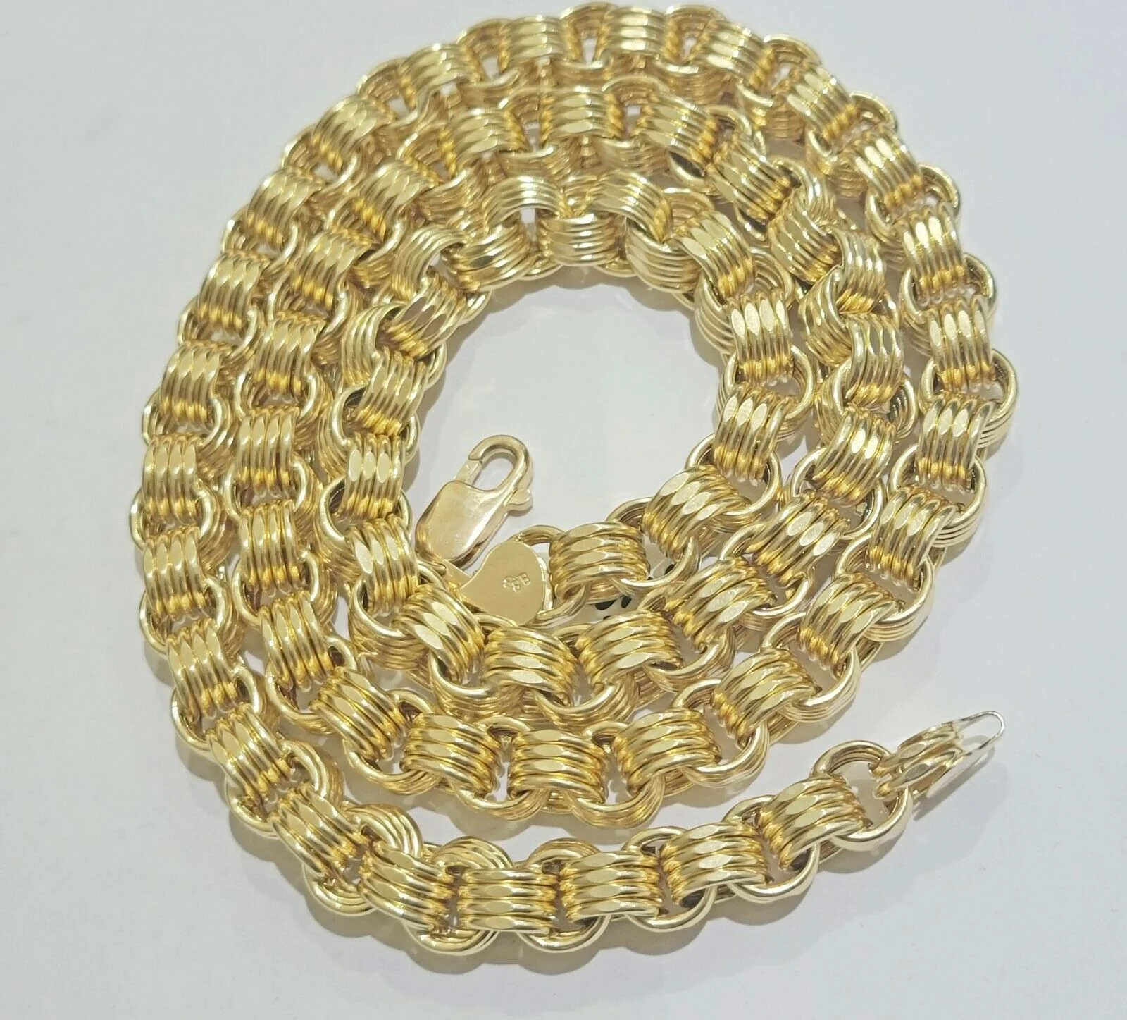 Mens Byzantine Chain 10k Gold Necklace 9mm 22" 24" 26" 28" 30" 10kt Yellow Gold - Image 7