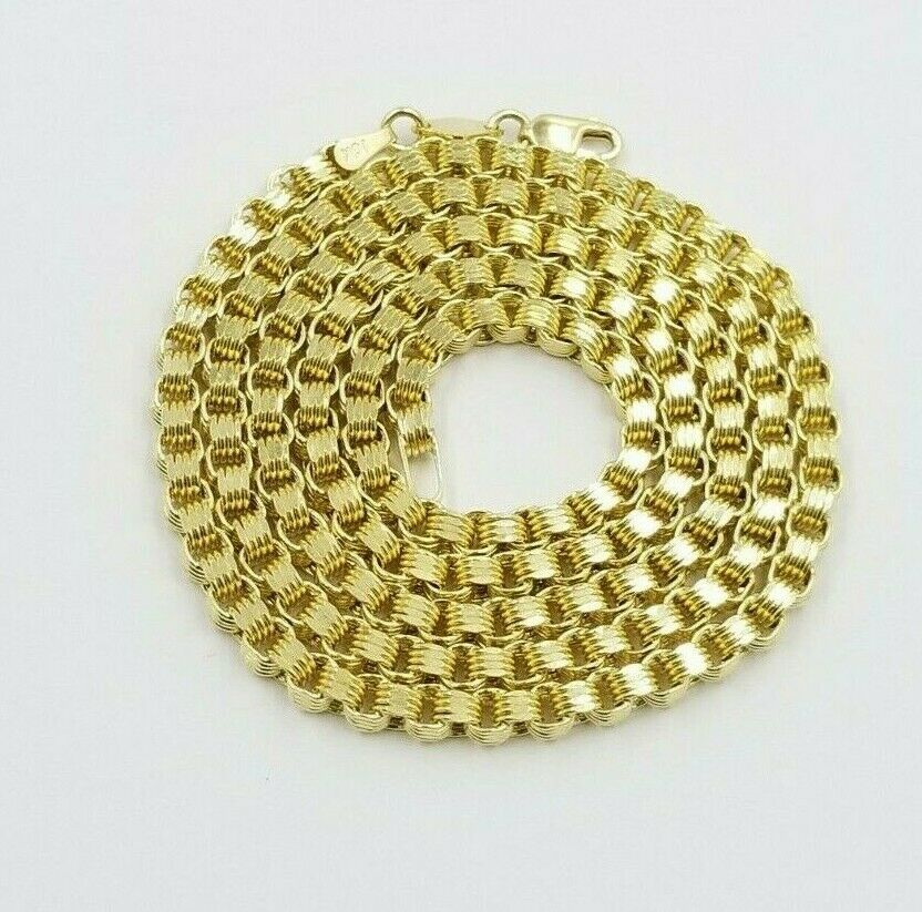 Men's Ladies 10K Byzantine Chain Necklace 28 Inch 5mm Lobster Lock Yellow Gold - Image 2