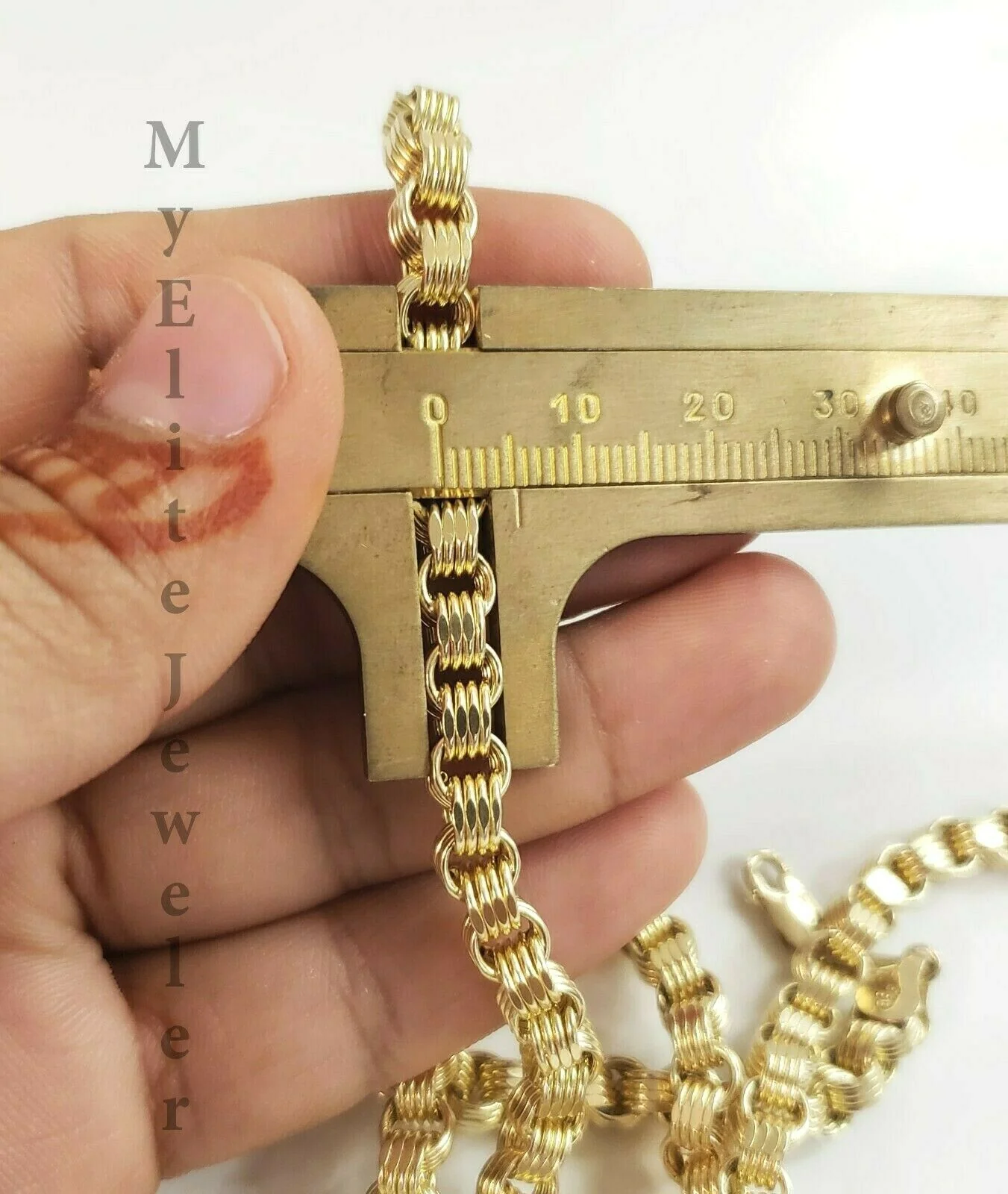 Men's Ladies 10K Byzantine Chain Necklace 28 Inch 5mm Lobster Lock Yellow Gold - Image 5