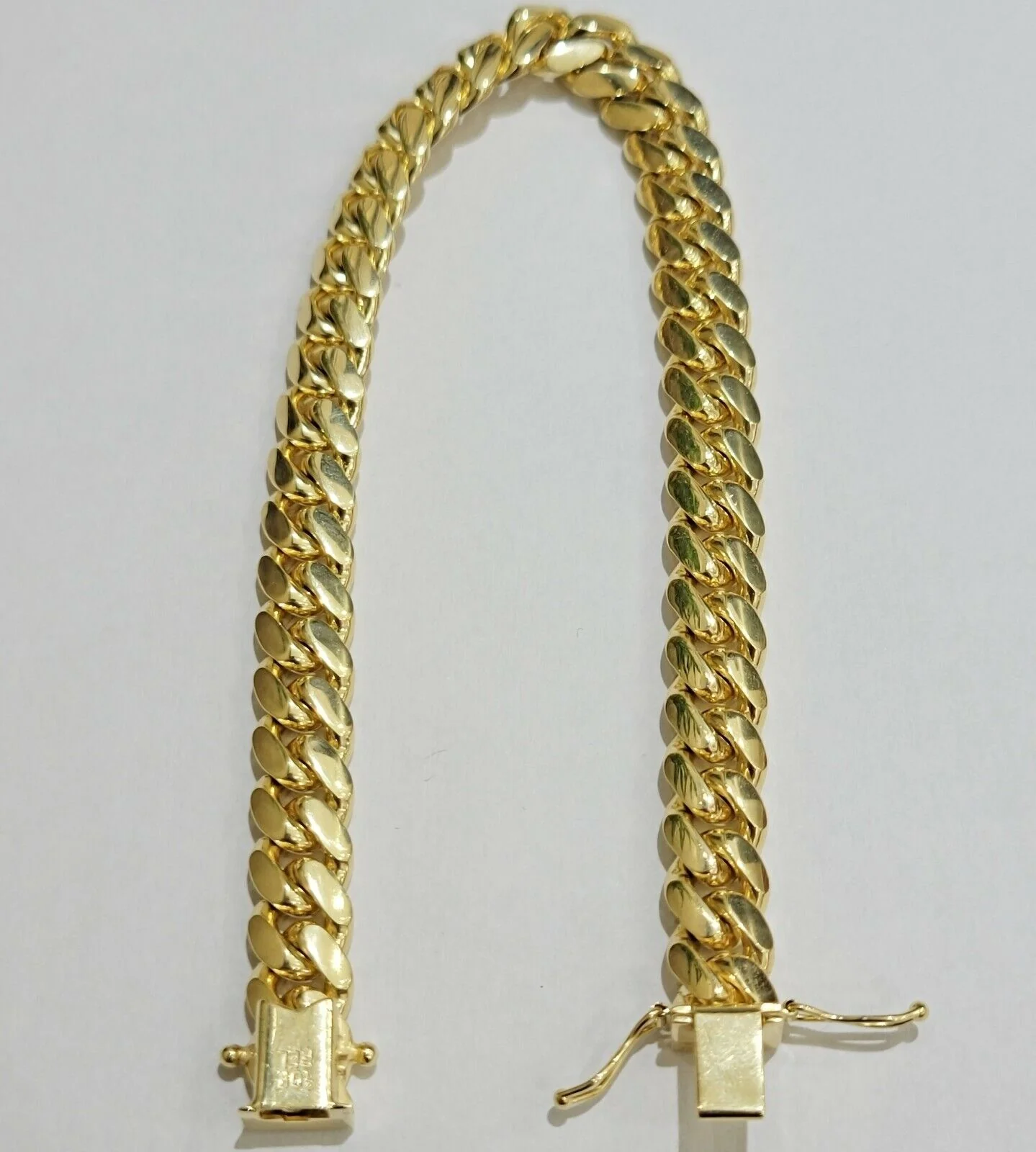 Mens Miami Cuban Bracelet Solid 14k Yellow Gold Bracelet 9 Inch 7mm REAL 14KT - Image 2