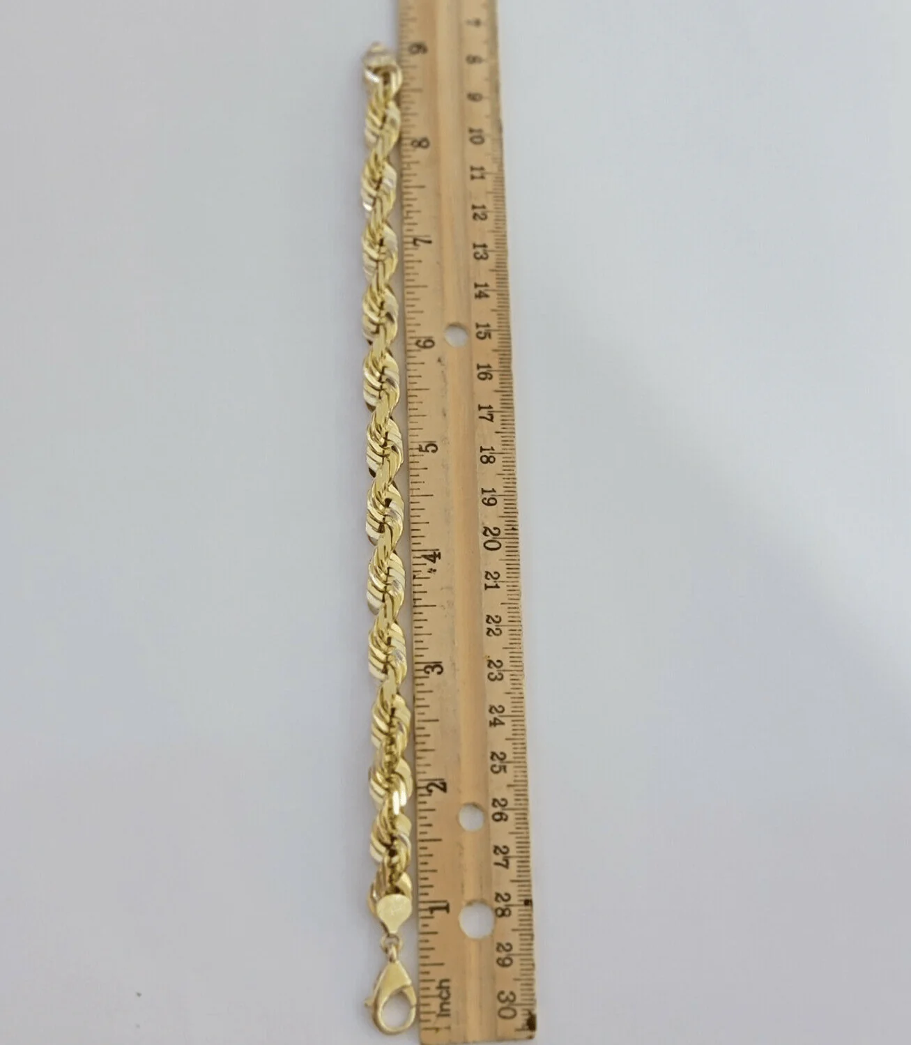 Mens Real 10k Gold Rope Bracelet 9 Inch 10.5mm Diamond Cut Solid 10KT Yellow Gld - Image 7