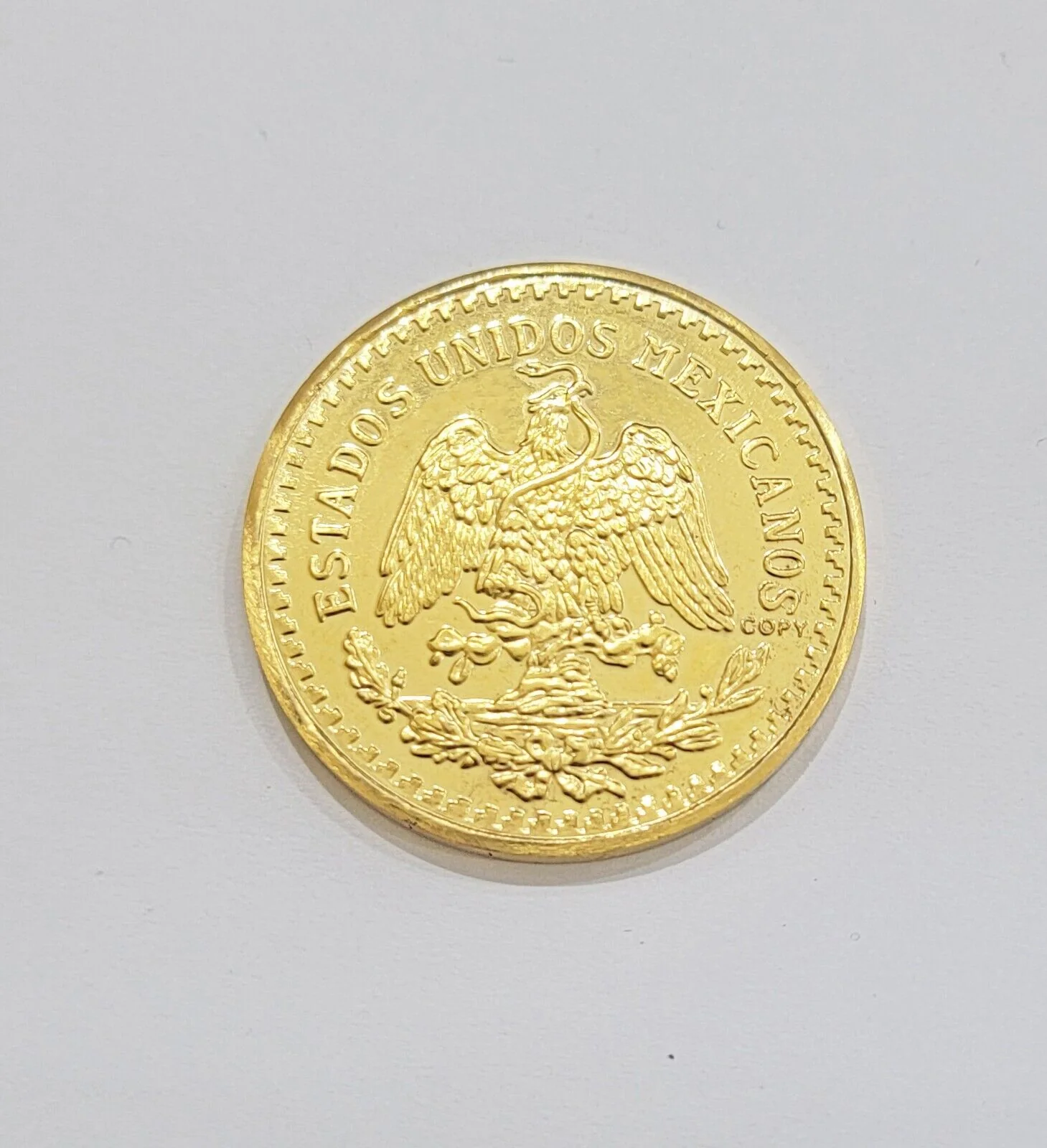 Mexico Gold 50 Pesos 1821 1947 Date Copy Coin SOLID 14k Gold Charm Centenario - Image 5