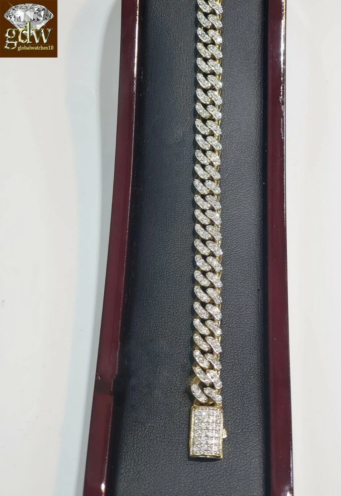 Miami Cuban Link Diamond 10k Bracelet Link Yellow Gold Box Clasp seven .five " - Image 4