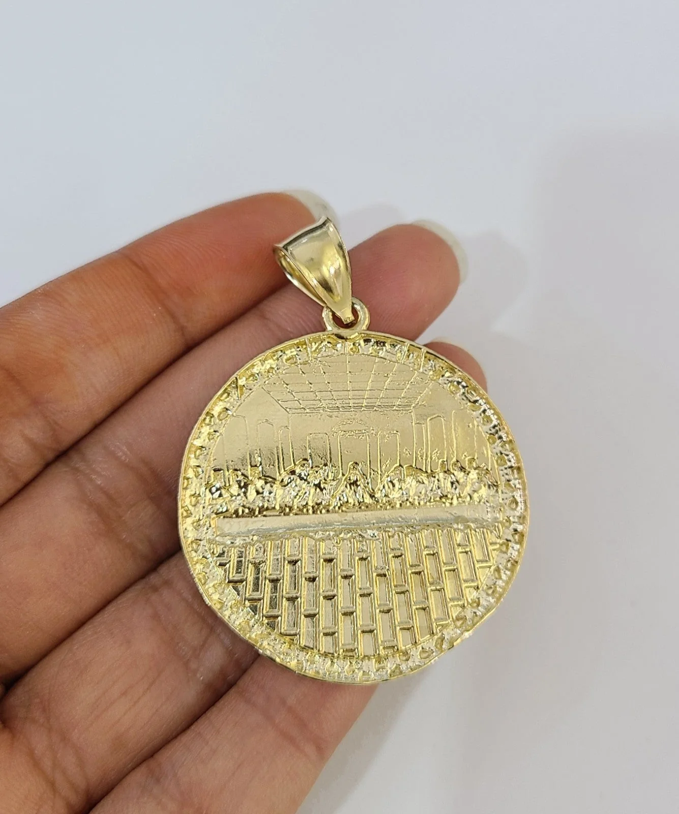 Real 10k Last Supper Charm Pendant Men Women 10kt Yellow Gold - Image 4