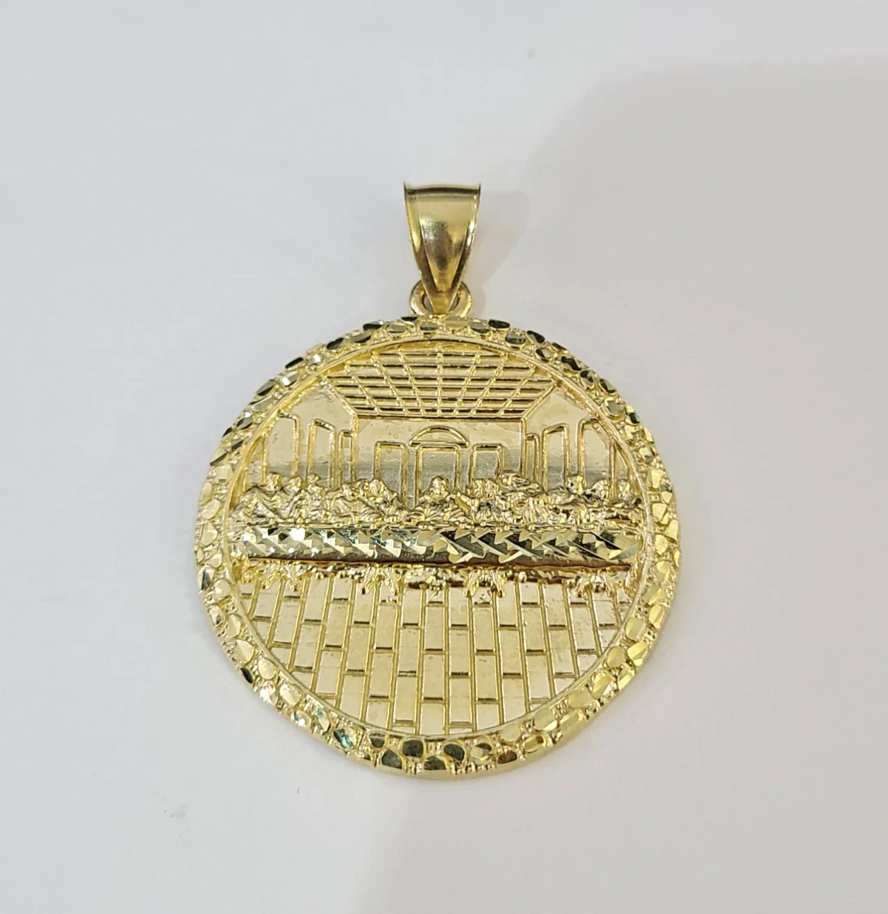 Real 10k Last Supper Charm Pendant Men Women 10kt Yellow Gold - Image 5