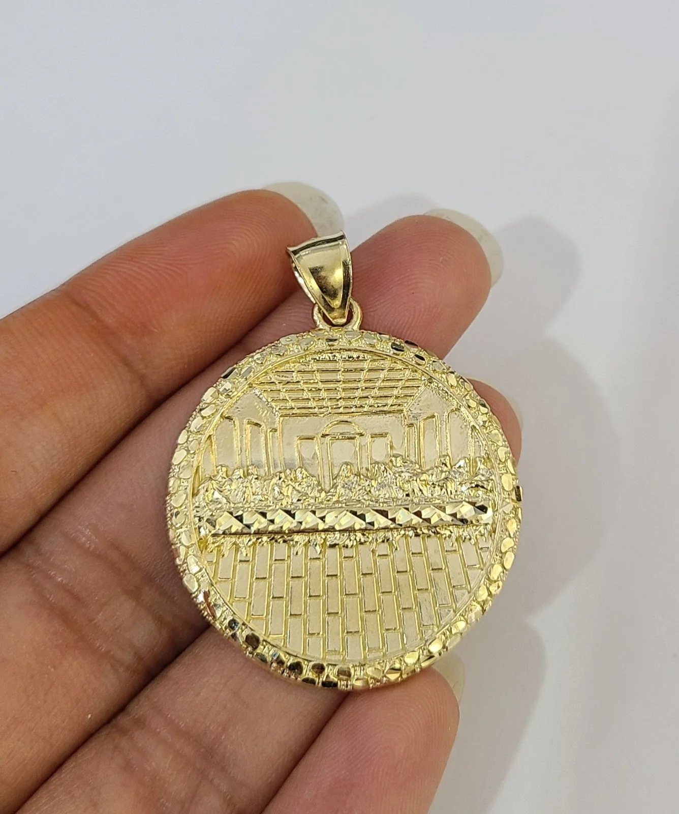 Real 10k  Last Supper  Charm Pendant Men Women 10kt Yellow Gold