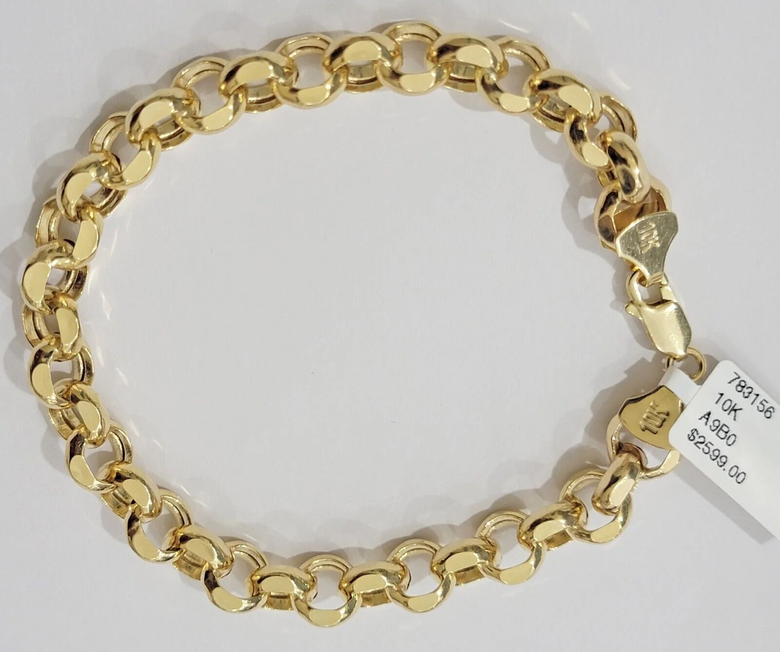 Real 10k Bracelet Rolo 8mm Circle Link 8" Inch Long Men & Women 10K Yellow Gold