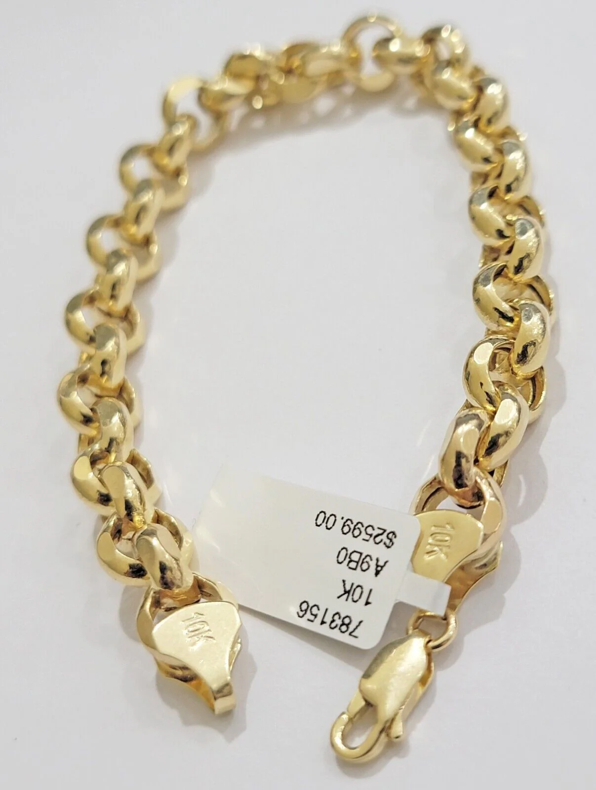 Real 10k Bracelet Rolo 8mm Circle Link 8" Inch Long Men & Women 10K Yellow Gold - Image 5