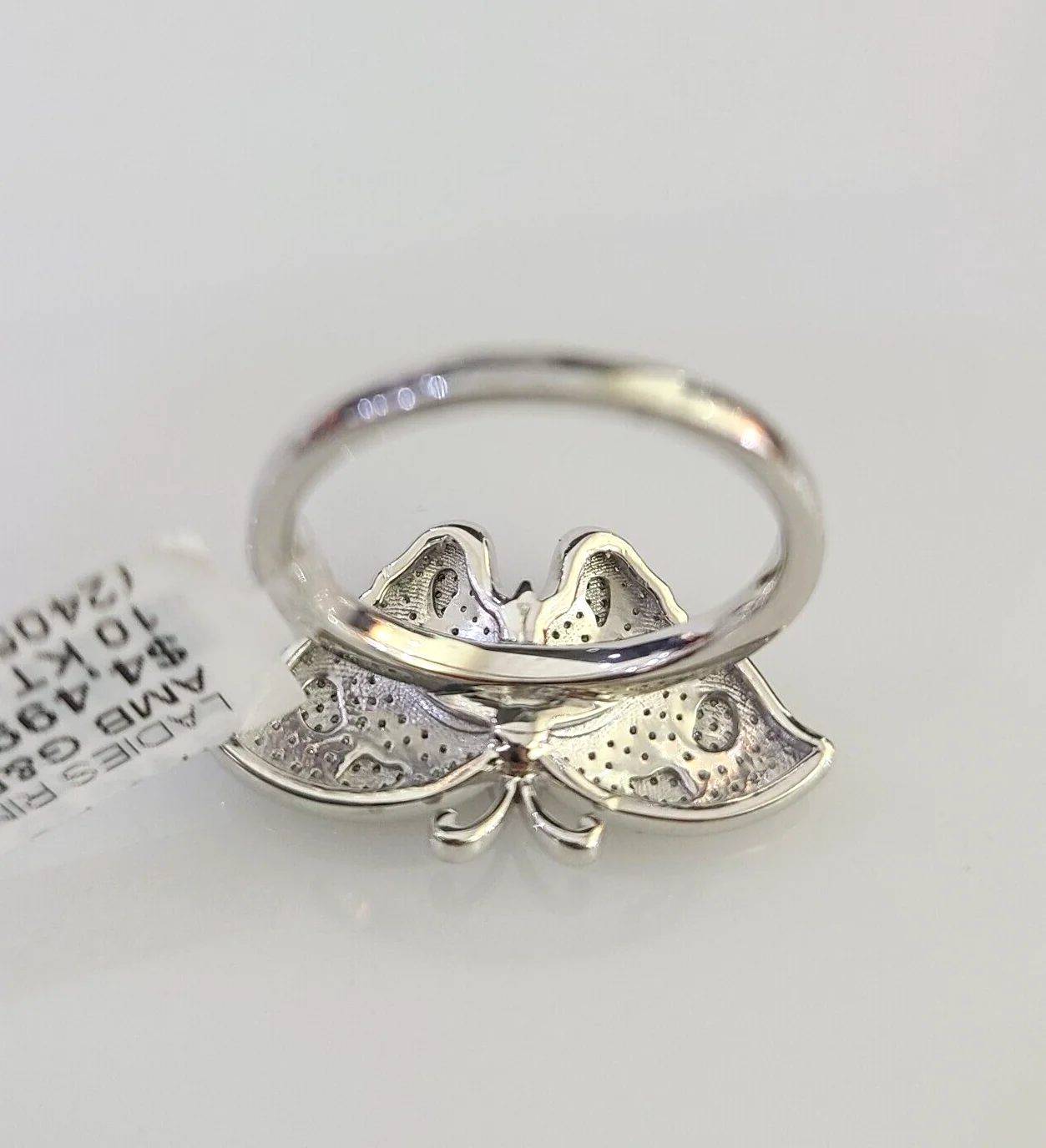 Real 10k Butterfly Diamond Ladies Ring Women Casual 10Kt White Gold All Sizes - Image 4