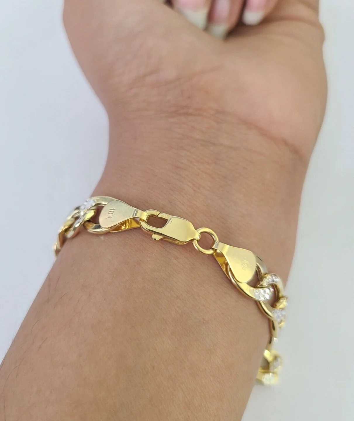 Real 10K Cuban Curb Link Bracelet Yellow Gold Diamond Cut 10mm 8" Inch - Image 3