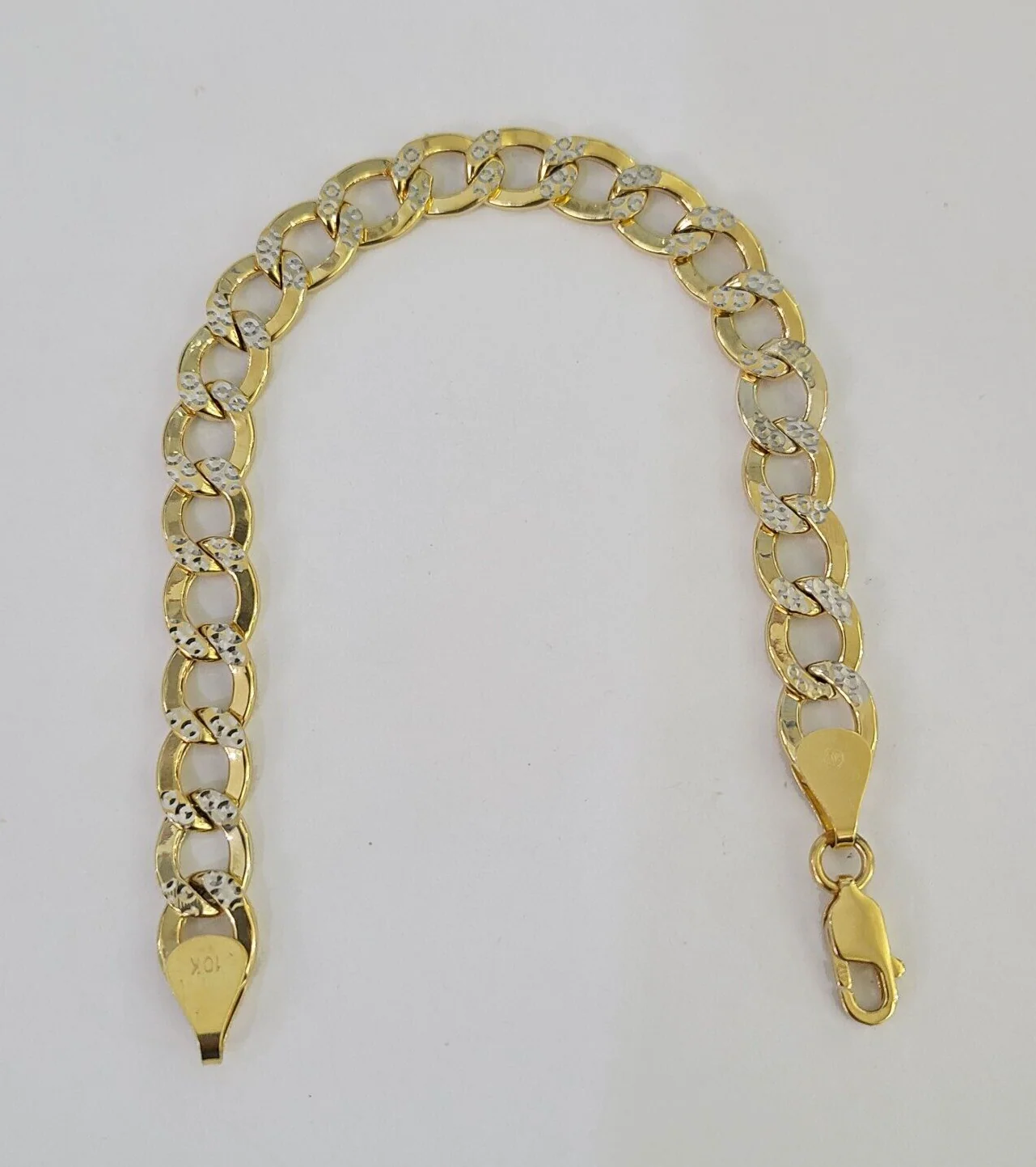 Real 10K Cuban Curb Link Bracelet Yellow Gold Diamond Cut 10mm 8" Inch - Image 5