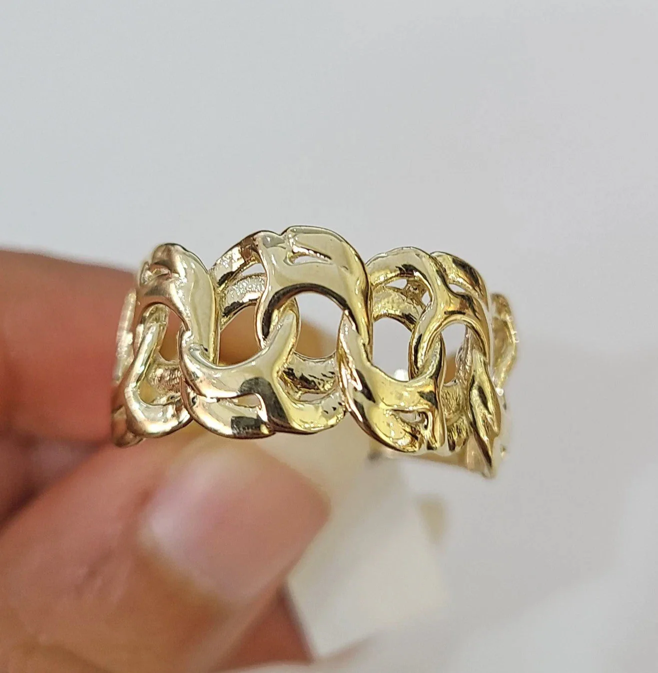 Real 10k Cuban Curb Ring Yellow Gold Women Men Genuine 10Kt - Image 2