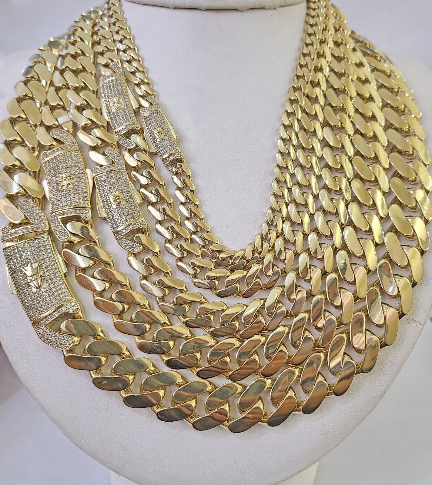 Real 10k Cuban Monaco Chain Necklace Gold Link Royal 7mm-15mm 20"-26" - Image 2