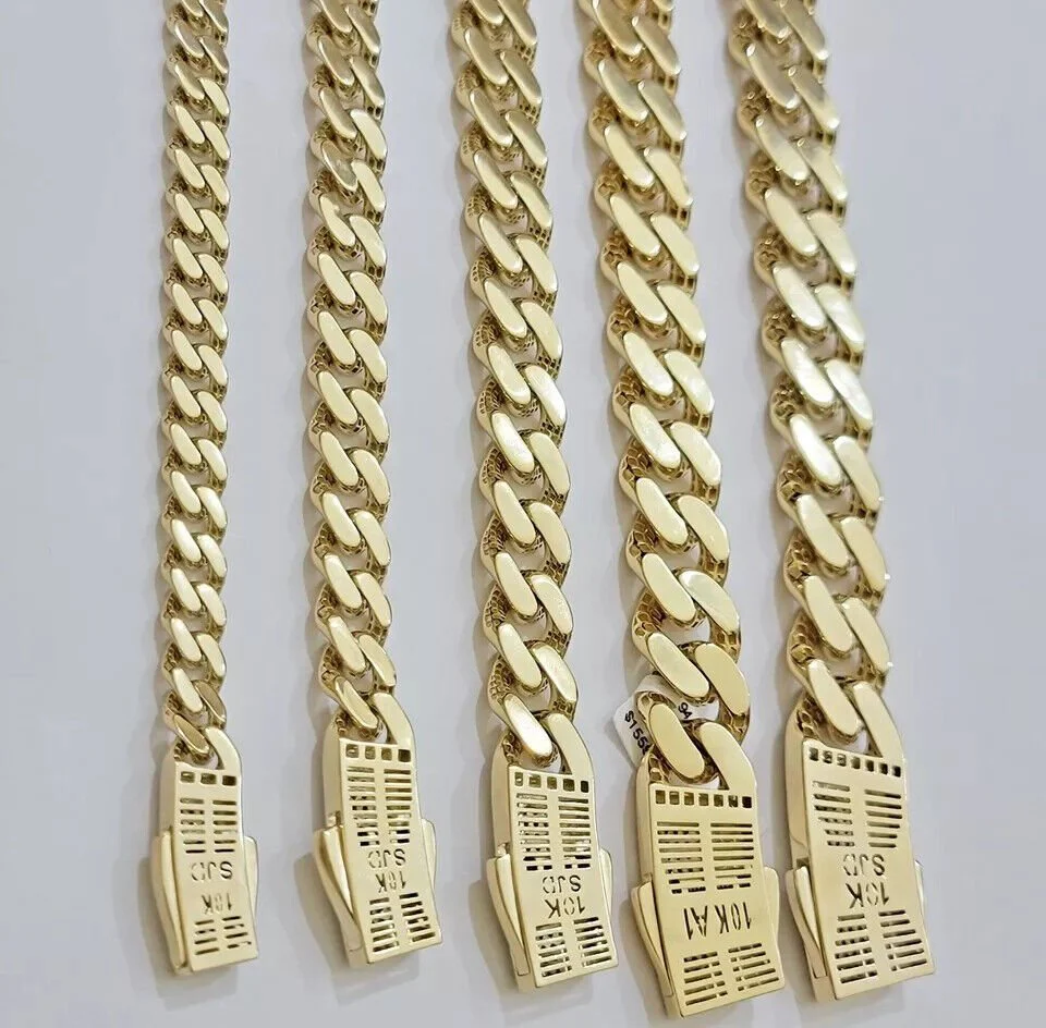 Real 10k Cuban Monaco Chain Necklace Gold Link Royal 7mm-15mm 20"-26" - Image 6