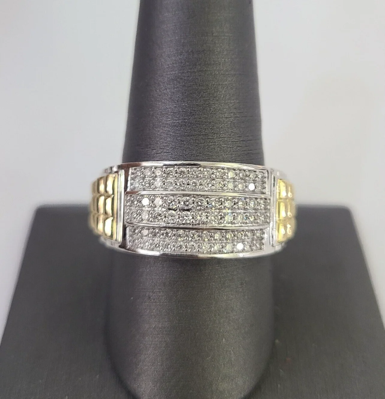 Real 10k Diamond Mens Ring Band Yellow Gold Casual Genuine Natural Wedding - Image 2