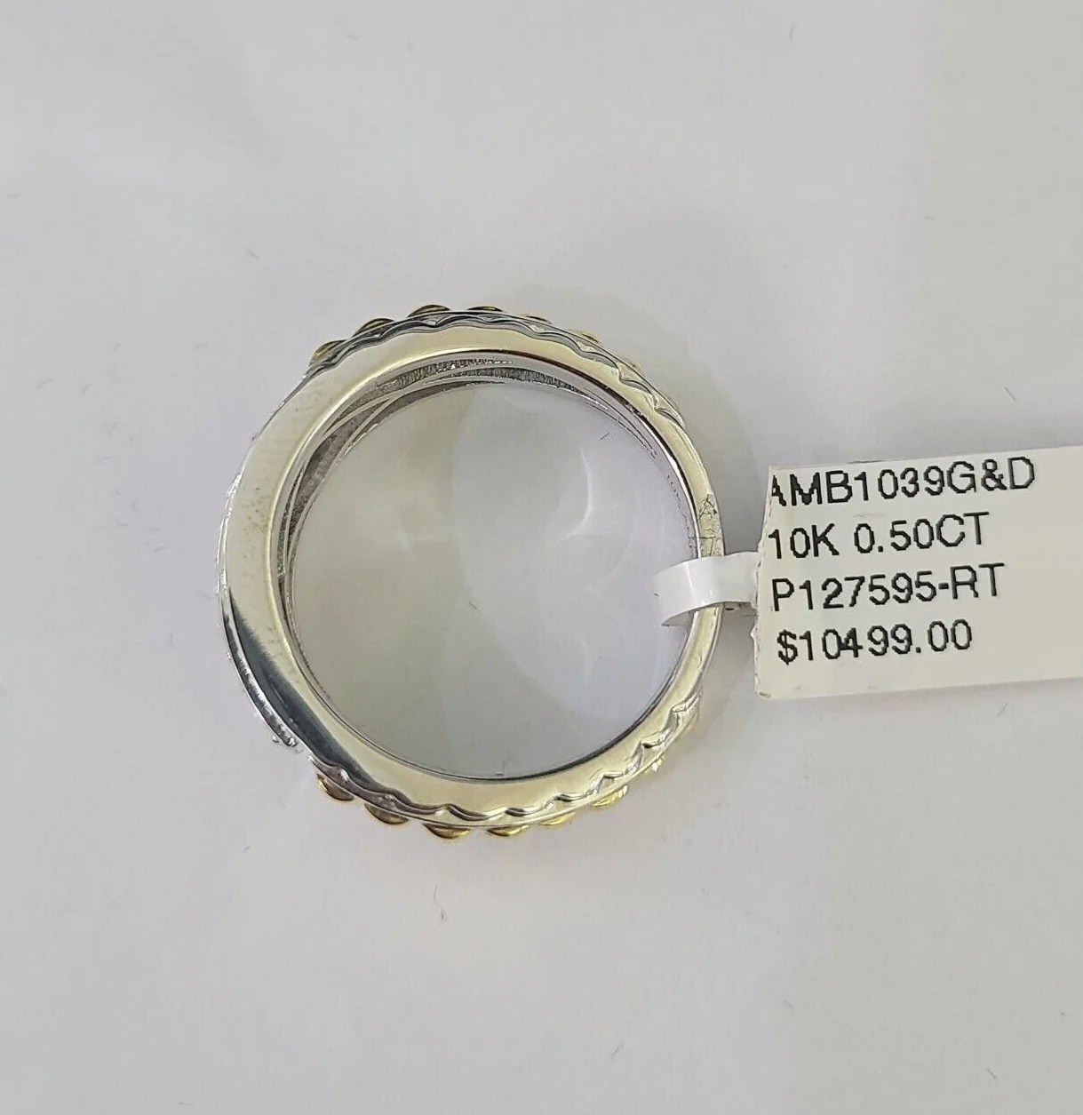 Real 10k Diamond Mens Ring Band Yellow Gold Casual Genuine Natural Wedding - Image 7
