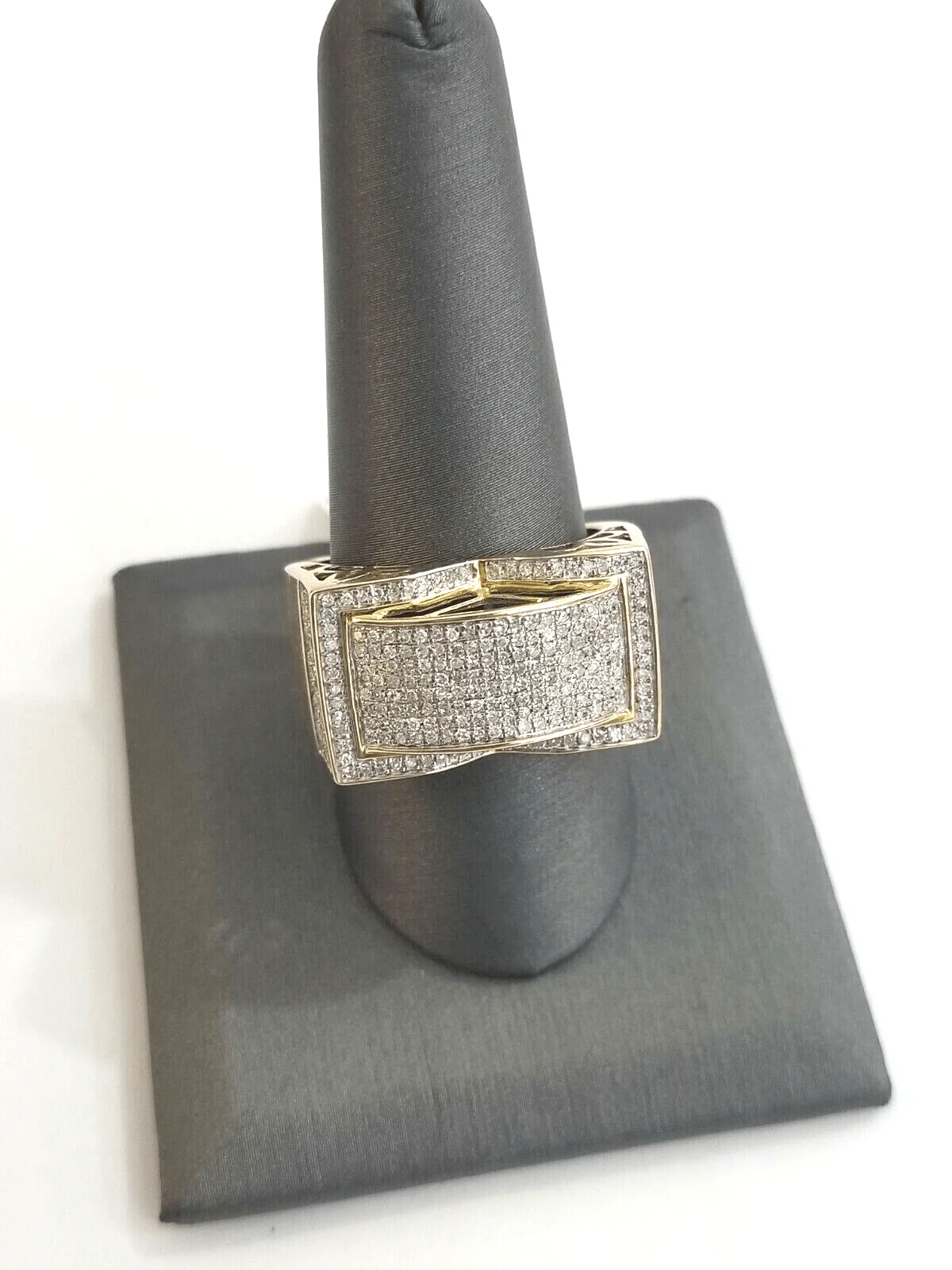 Real 10k Diamond Ring Men 10kt Yellow Gold 0.80 Natural Diamond Pave Casual Ring All Sizes - Image 2