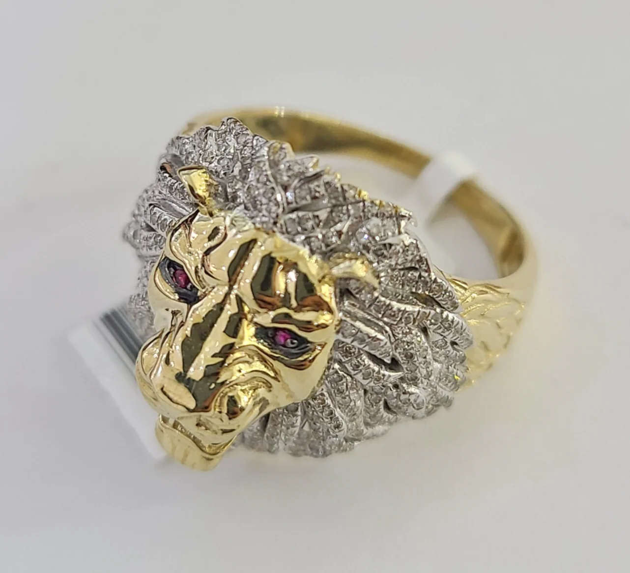 Real 10k Diamond Ring Roaring Lion Men 10kt Yellow Gold Casual Ring All Sizes - Image 7