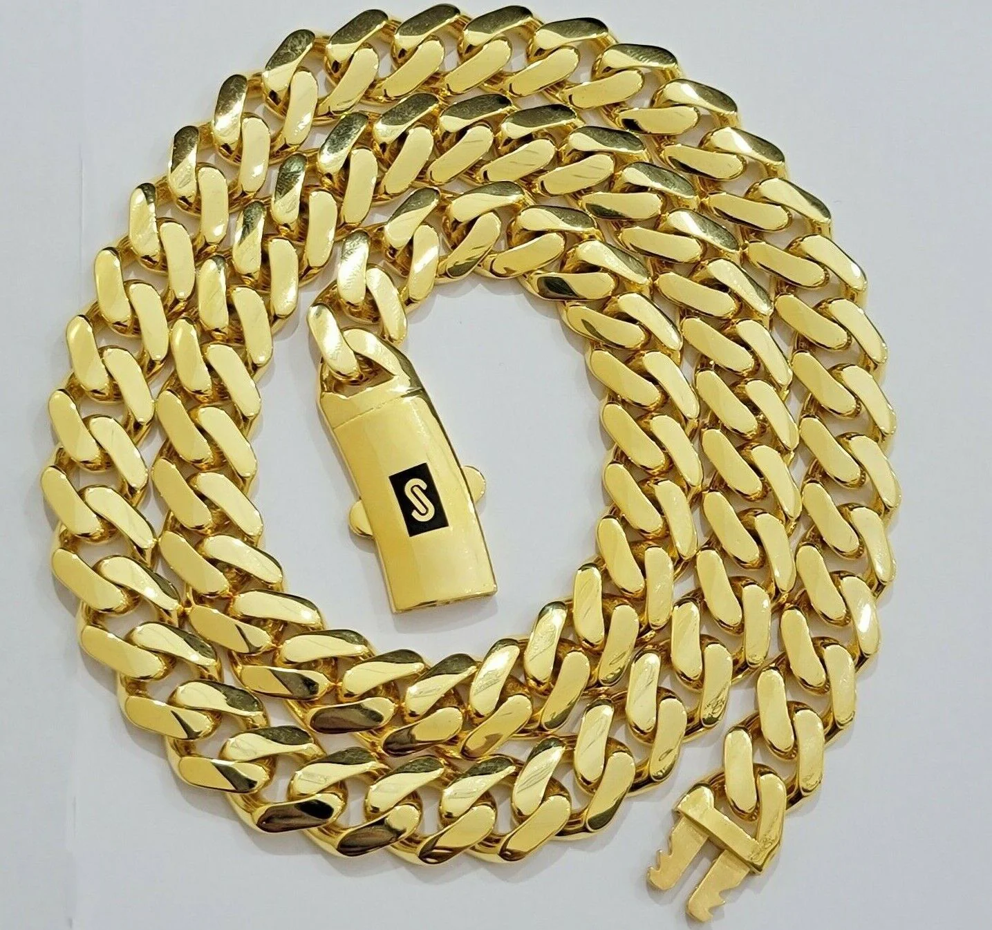 Real 10k Gold 15mm Mens Chain Royal Link Miami Cuban Monaco 22" Short Necklace - Image 3