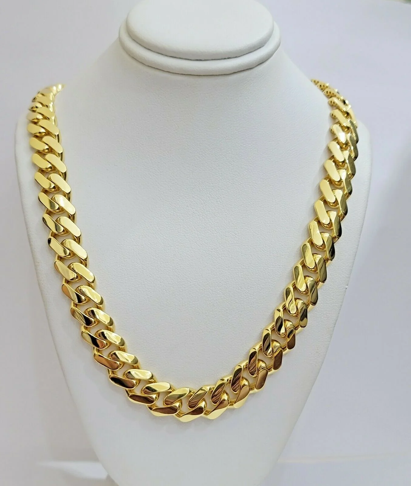 Real 10k Gold 15mm Mens Chain Royal Link Miami Cuban Monaco 24" Plain Necklace - Image 2