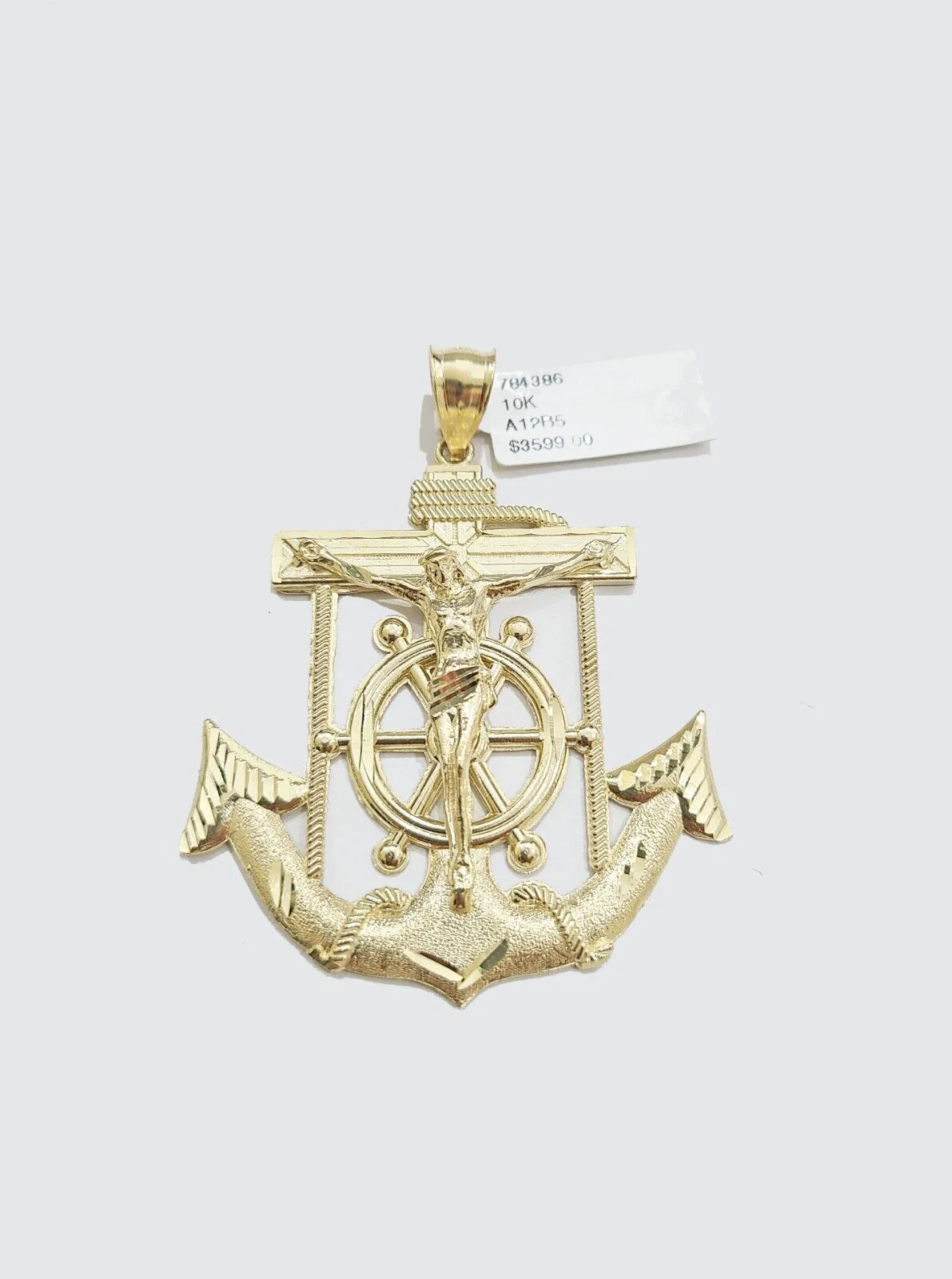 Real 10k Gold Anchor Jesus Cross Charm Pendant 10kt Yellow Gold Men Women - Image 2