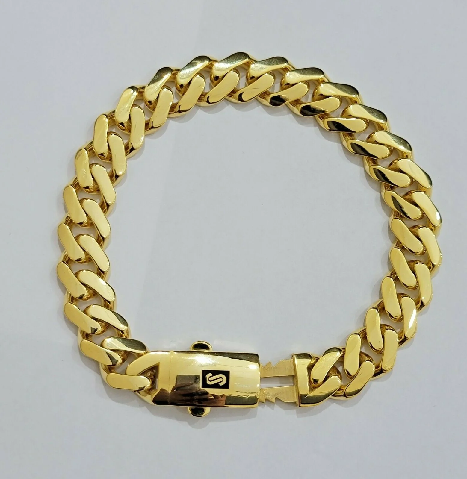Real 10k Gold Bracelet 11mm Miami Cuban Royal Link 8.5" Shiny Plain Monaco,10kt