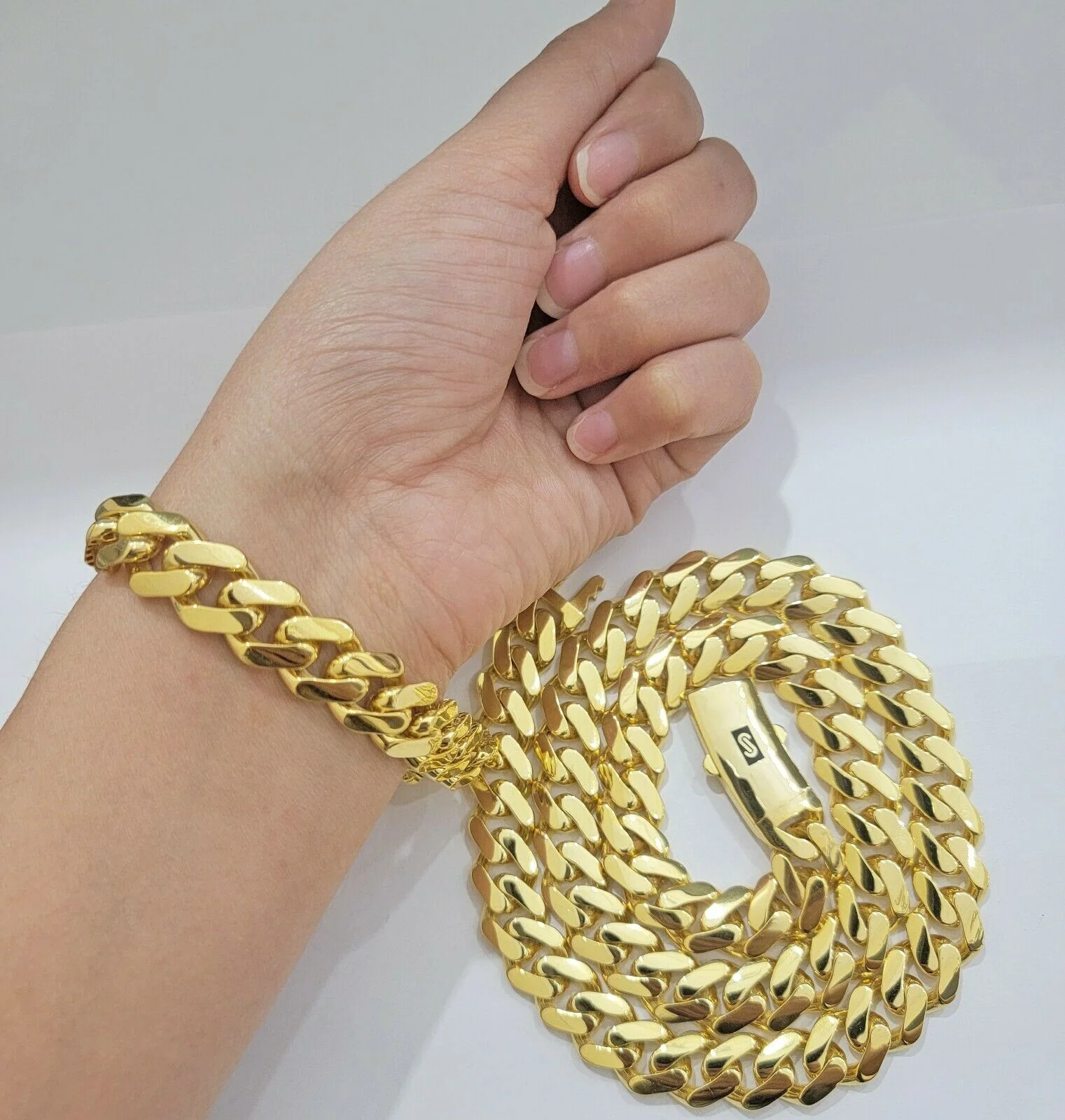 Real 10k Gold Bracelet 13mm Miami Cuban Royal Link 8.5" Shiny Plain Monaco,10kt - Image 10
