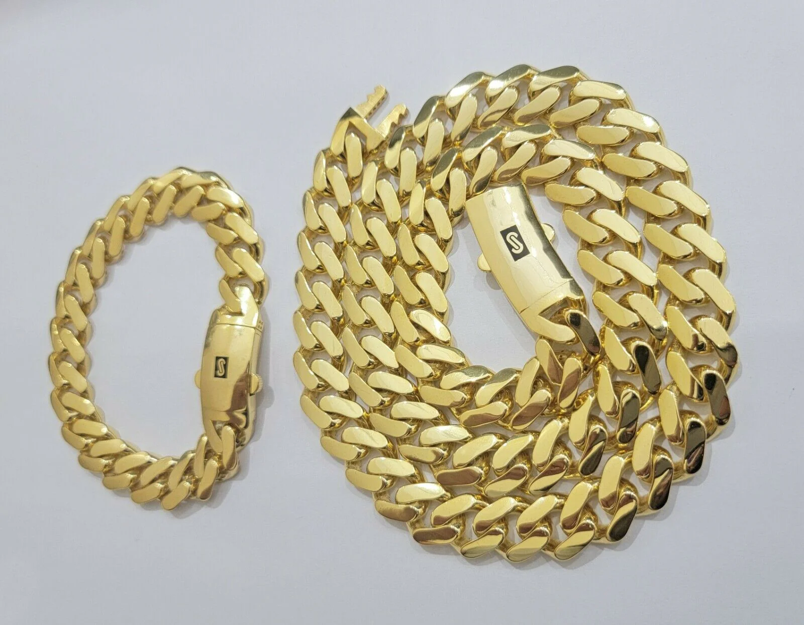 Real 10k Gold Bracelet 13mm Miami Cuban Royal Link 8.5" Shiny Plain Monaco,10kt - Image 11