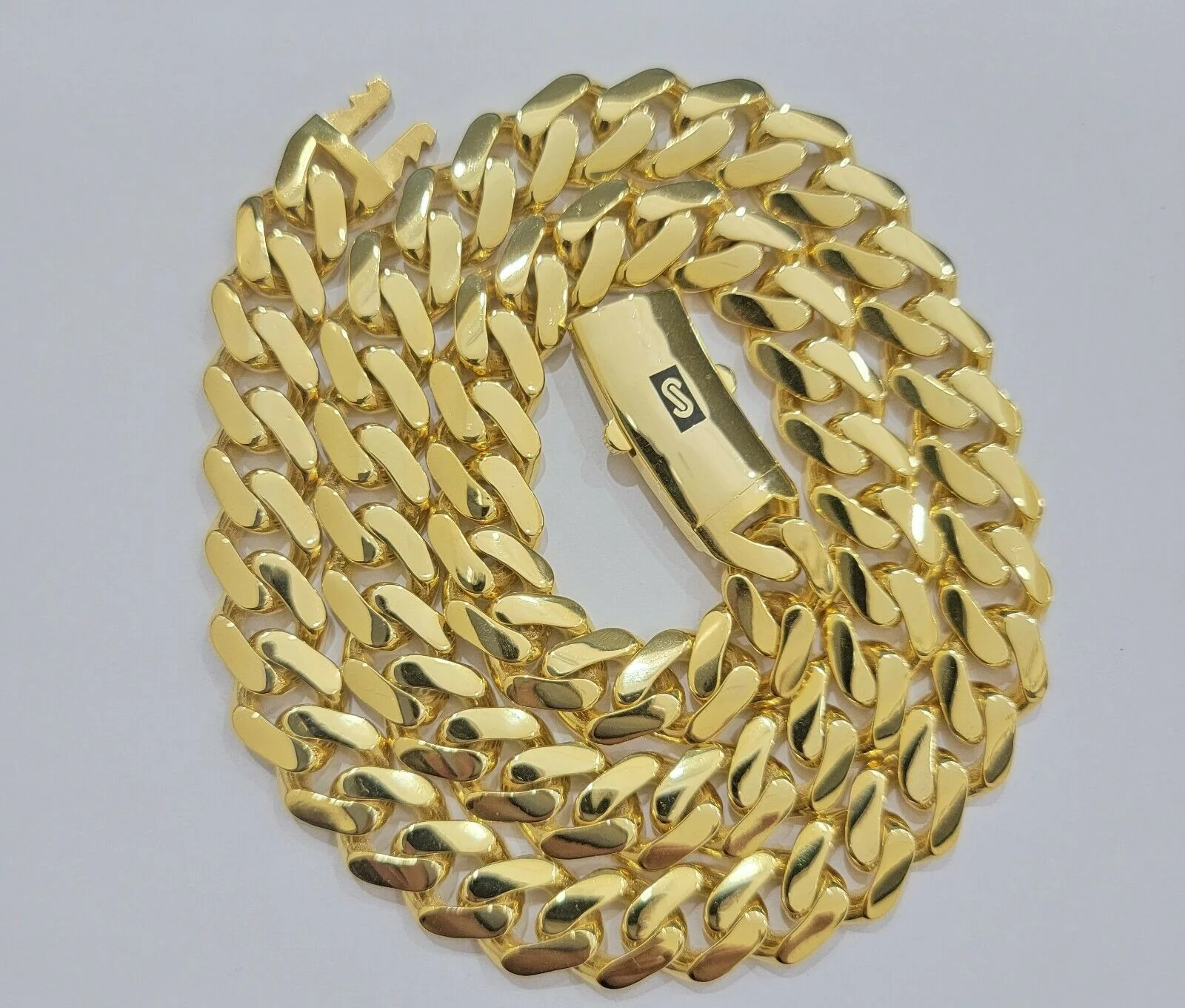 Real 10k Gold Bracelet 13mm Miami Cuban Royal Link 8.5" Shiny Plain Monaco,10kt - Image 3