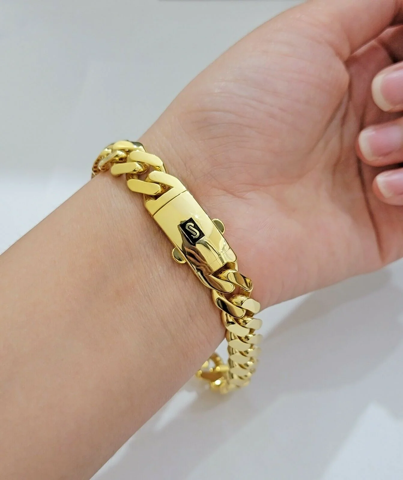 Real 10k Gold Bracelet 13mm Miami Cuban Royal Link 8.5" Shiny Plain Monaco,10kt - Image 5