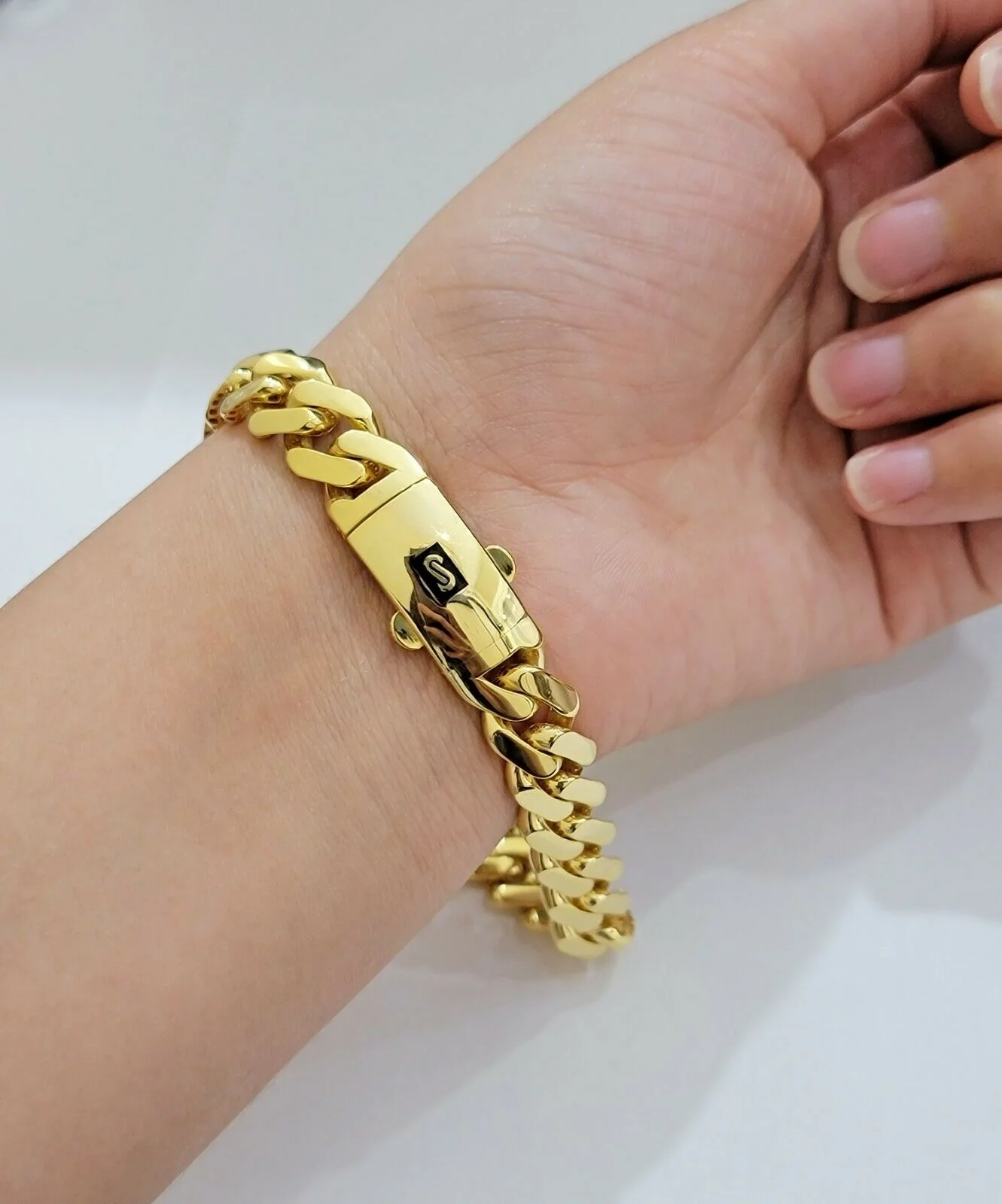 Real 10k Gold Bracelet 13mm Miami Cuban Royal Link 8.5" Shiny Plain Monaco,10kt - Image 7